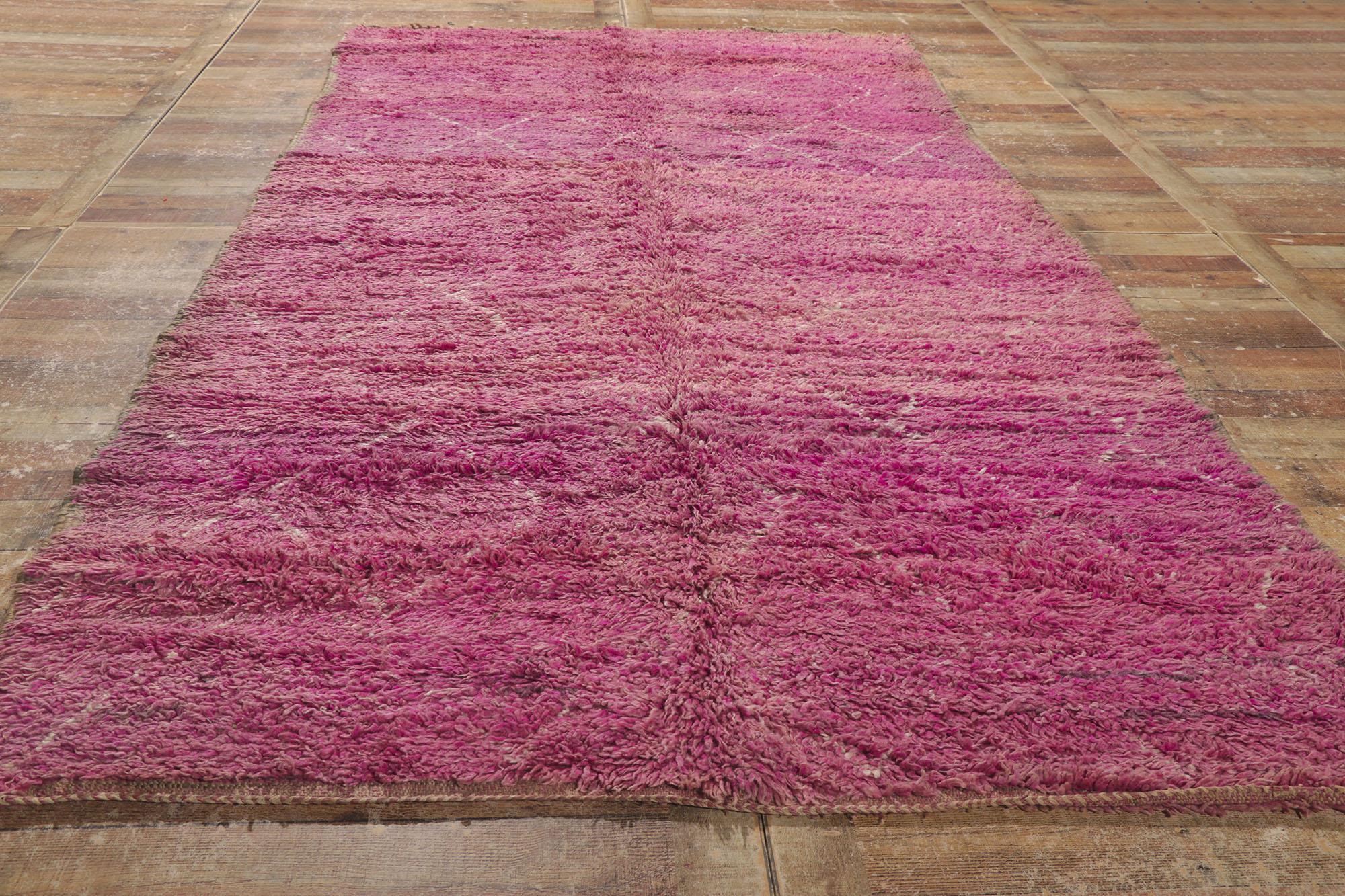 Vintage Berber Moroccan Rug, Nomadic Charm Meets Boho Chic Style For Sale 3