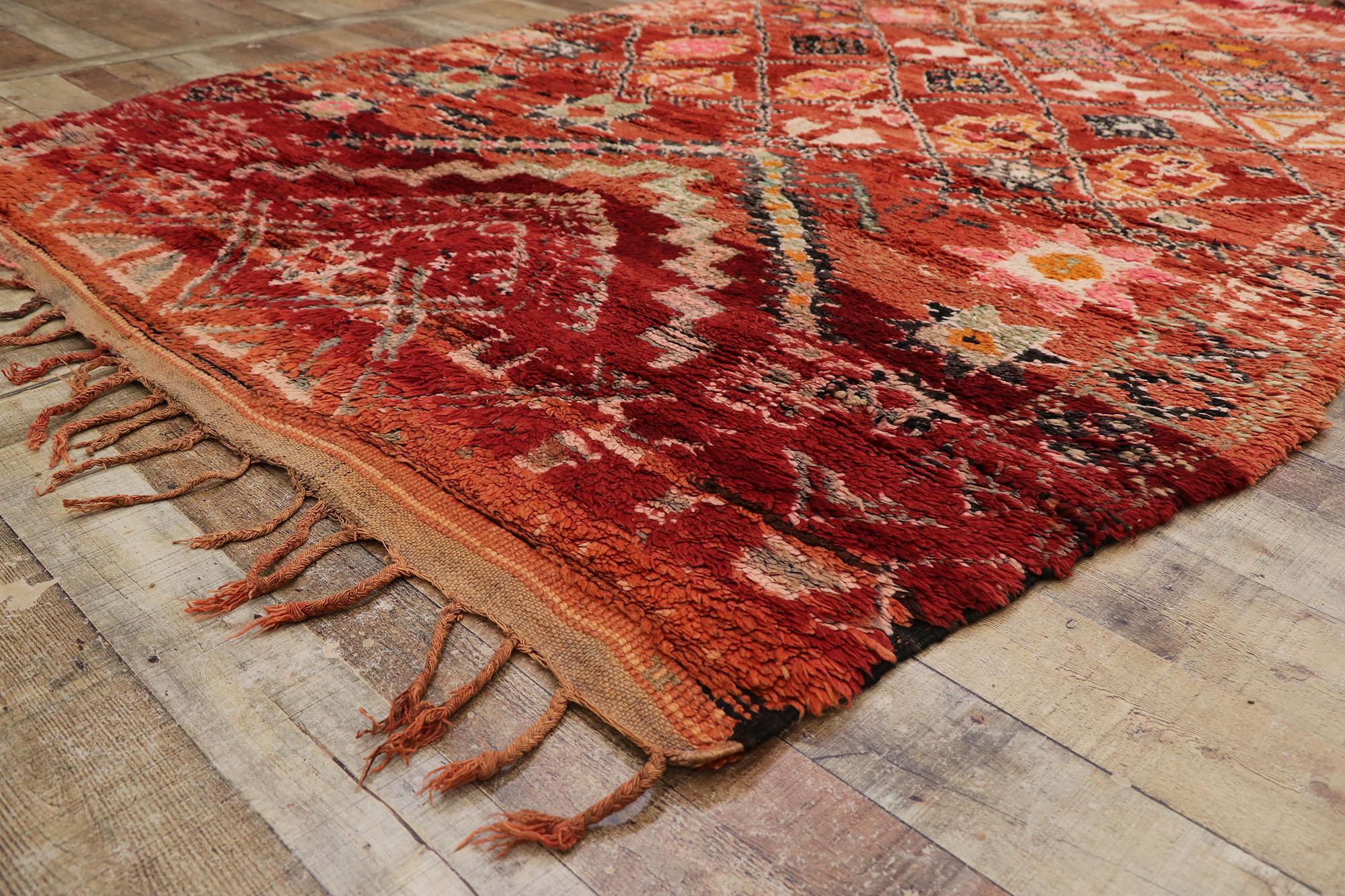 20th Century Vintage Boujad Moroccan Rug, Nomadic Charm Meets Boho Chic Style For Sale