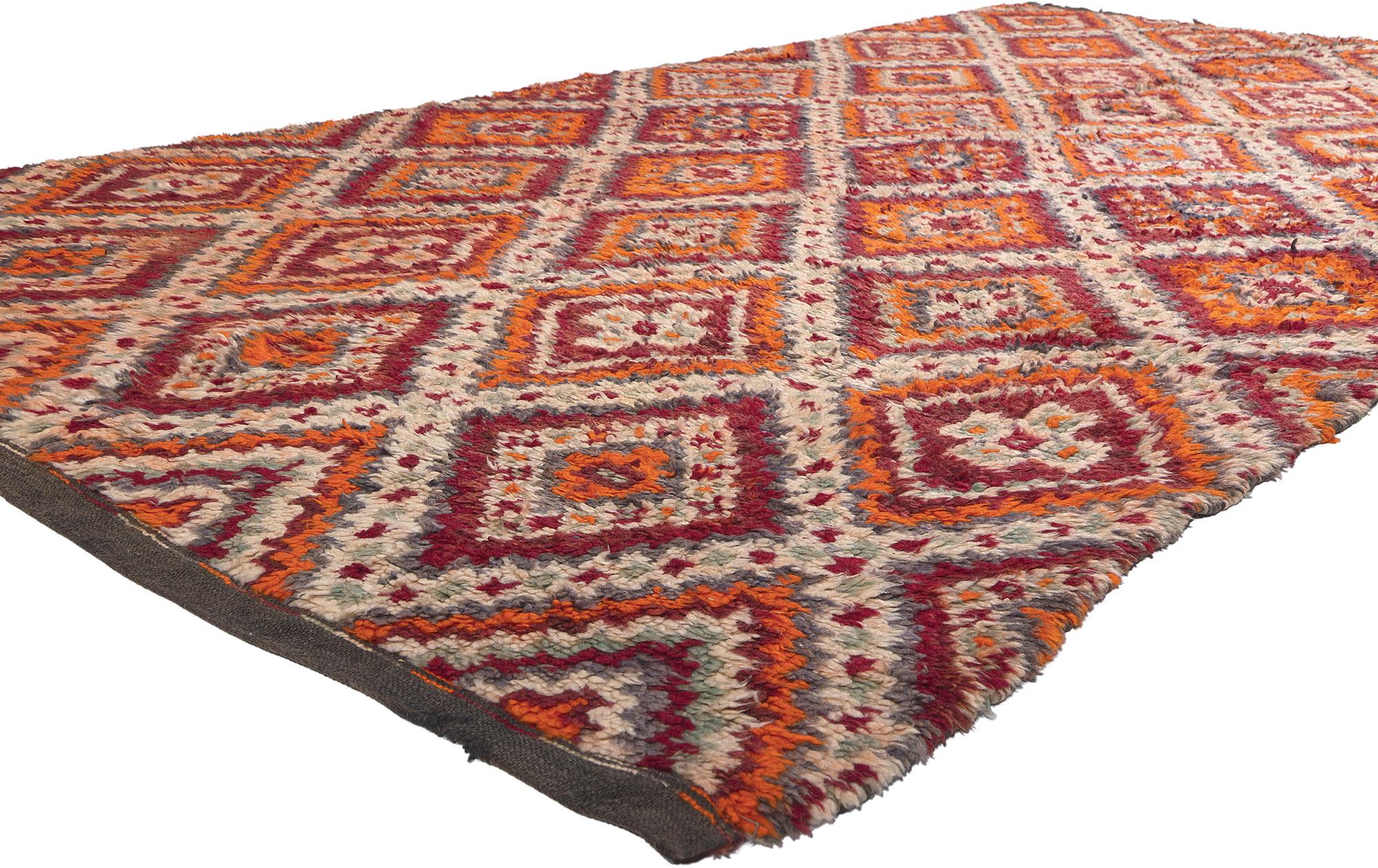 20976 Vintage Taznakht Moroccan Rug, 06'00 x 11'06. Embark on a journey into the rich legacy of the Taznakht Tribe, where skilled hands in the High Atlas Mountains of southern Morocco meticulously crafted this hand-knotted wool vintage Moroccan