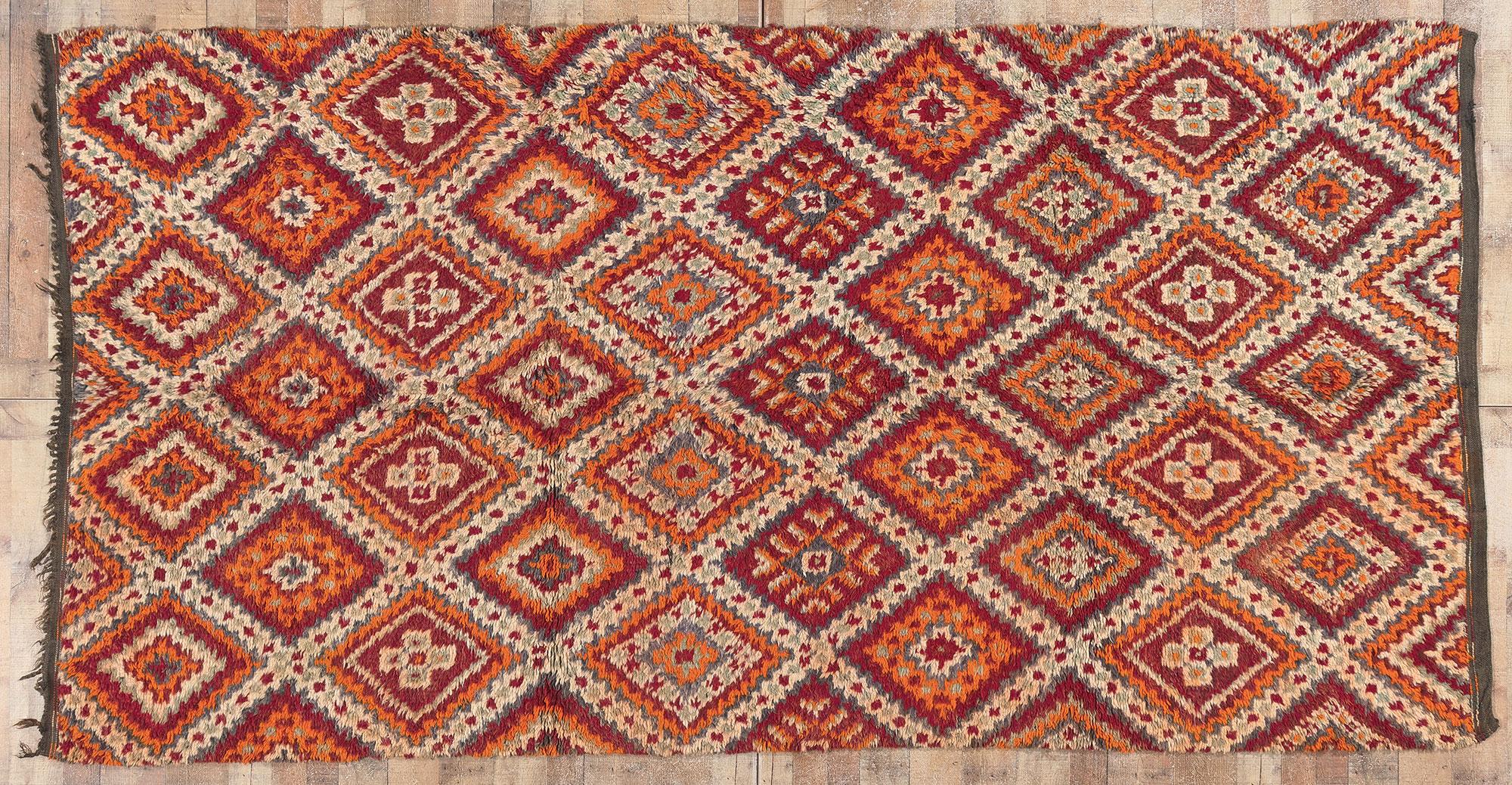 Wool Vintage Taznakht Moroccan Rug,  Nomadic Charm Meets Pacific Northwest Style For Sale