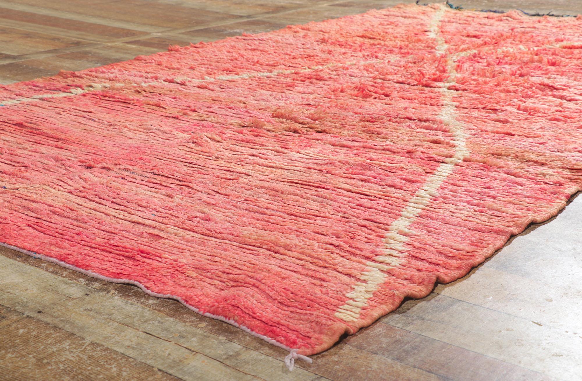 20th Century Vintage Boujad Moroccan Rug, Pretty in Pink Meets Boho Chic For Sale