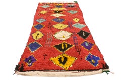 1950's Berber Boujad Moroccan Carpet with Folk Art Style