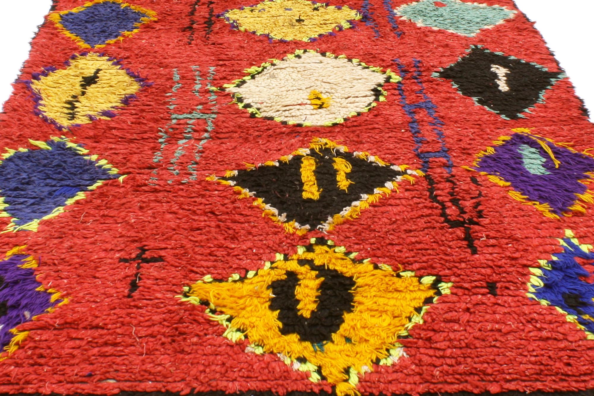 Annodato a mano Tappeto berbero Boujad marocchino degli anni '50 con stile folkloristico in vendita