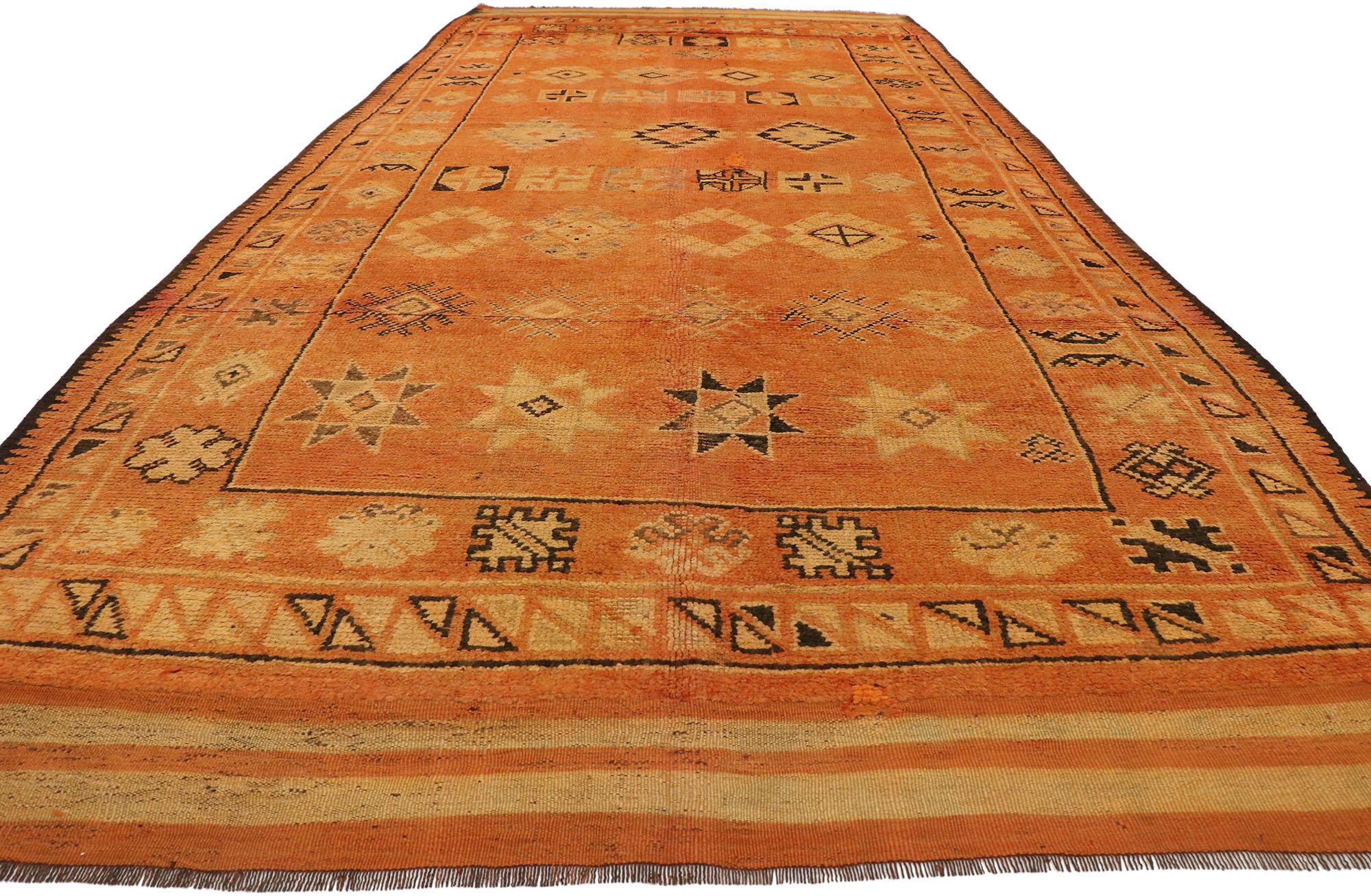 Hand-Knotted Vintage Berber Moroccan Rug Runner with Tribal Style