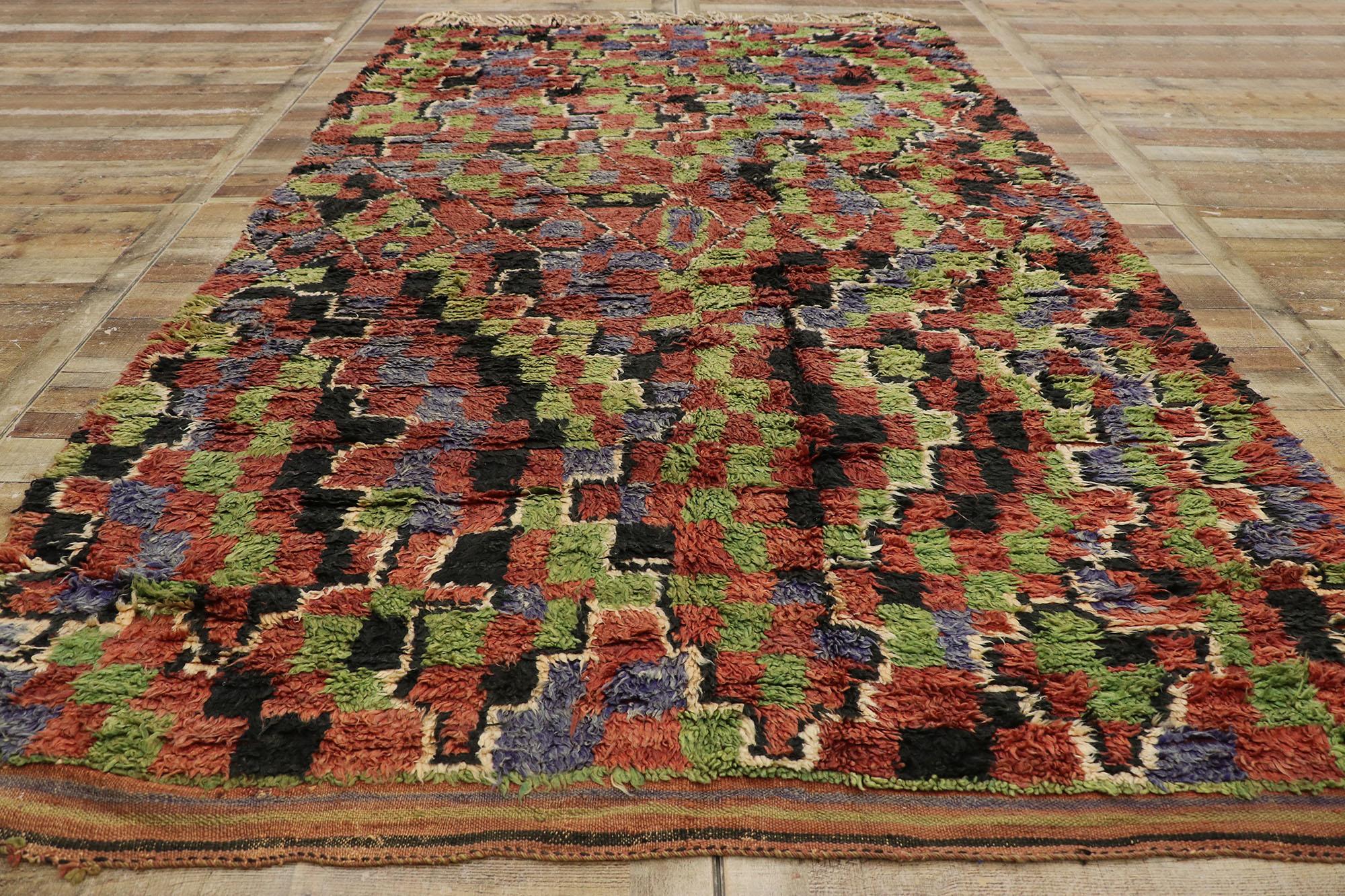 Vintage Berber Moroccan Rug, Rustic Charm Meets Abstract Expressionism For Sale 3