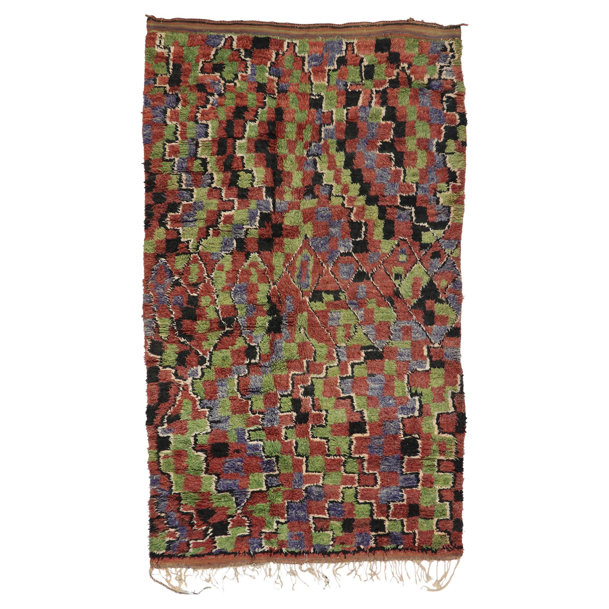 Vintage Berber Moroccan Rug, Rustic Charm Meets Abstract Expressionism