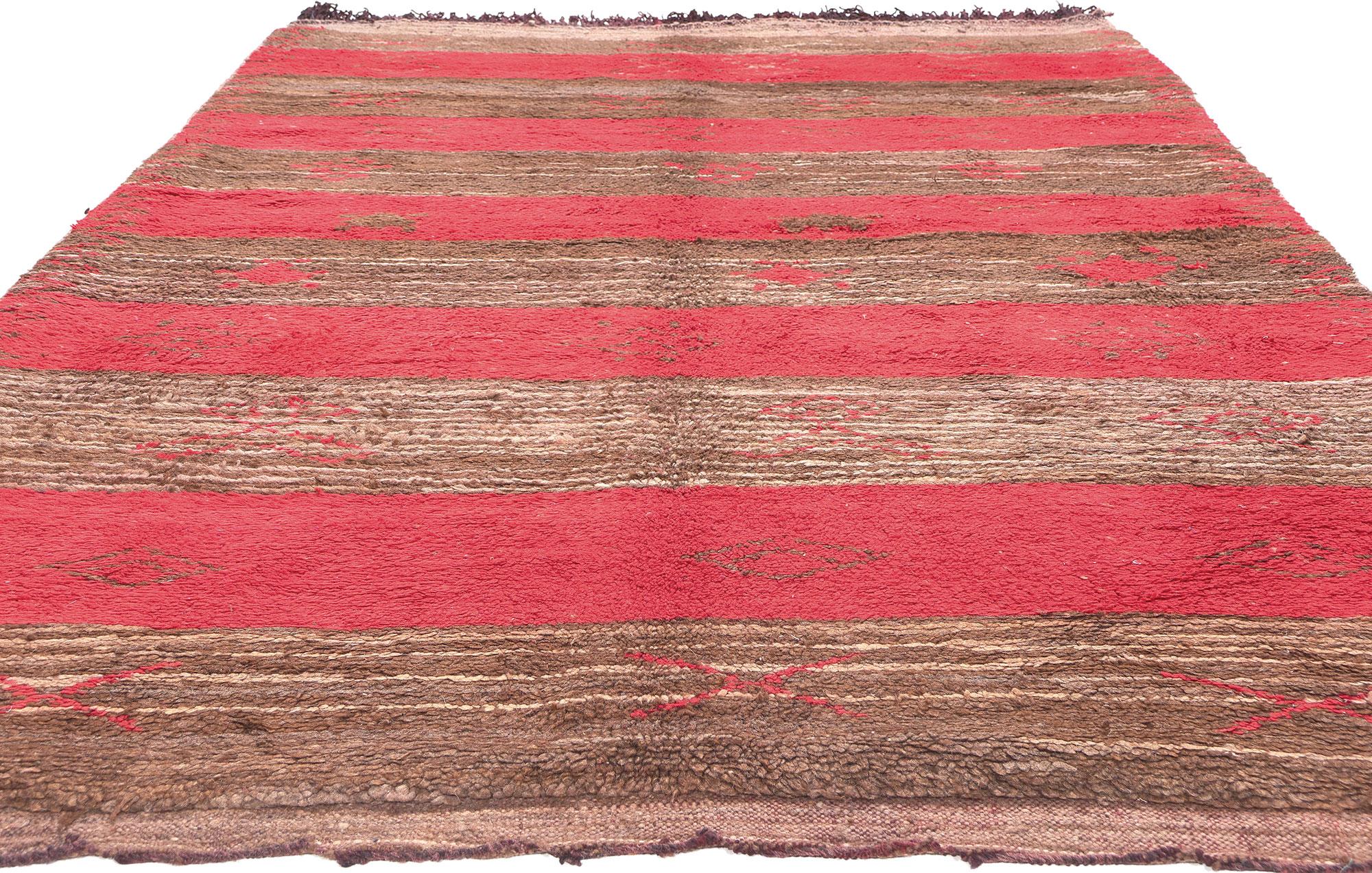 Mid-Century Modern Vintage Berber Moroccan Rug, Rustic Charm Meets Ultra Cozy For Sale