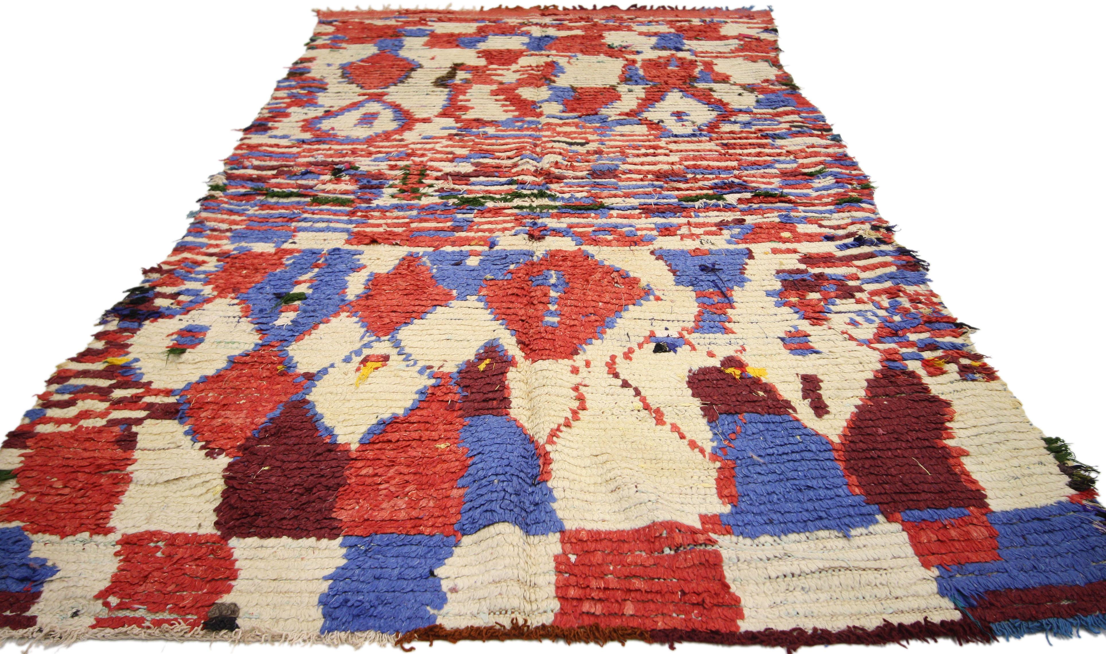 Hand-Knotted Vintage Berber Moroccan Rug with Abstract Design and Tribal Style