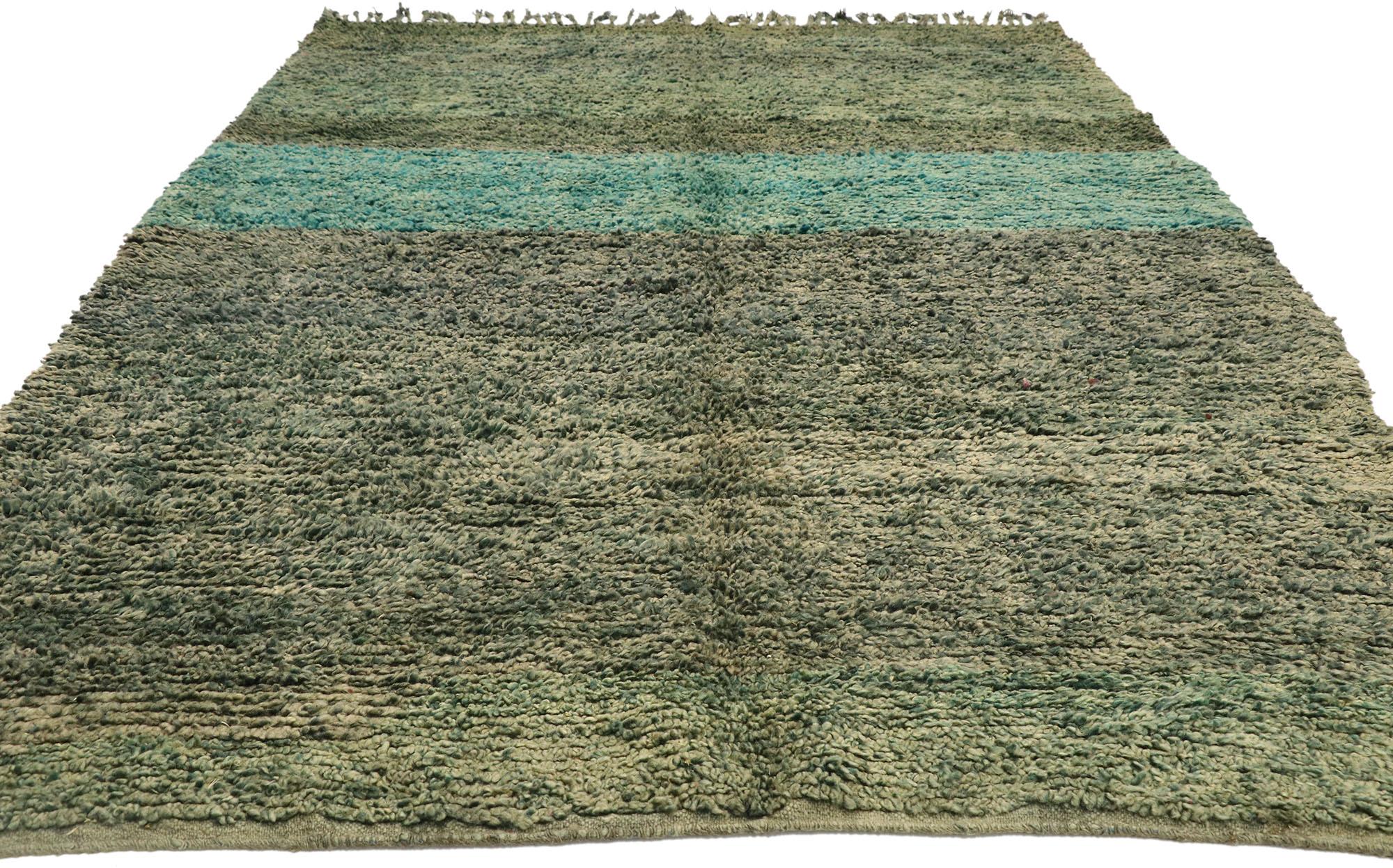 Mid-Century Modern Vintage Berber Moroccan Rug with Abstract Expressionism and Biophilic Design For Sale