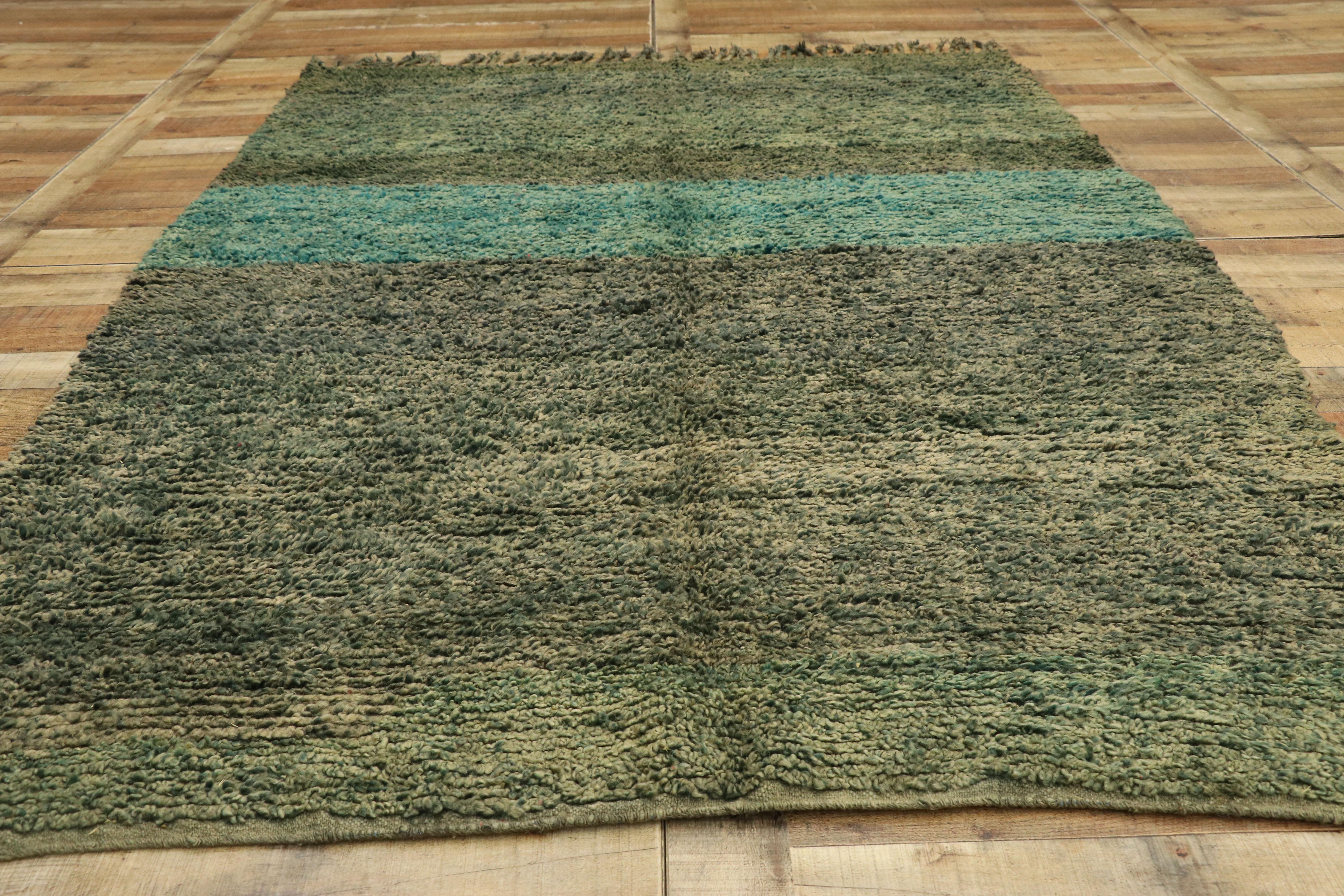 Wool Vintage Berber Moroccan Rug with Abstract Expressionism and Biophilic Design For Sale