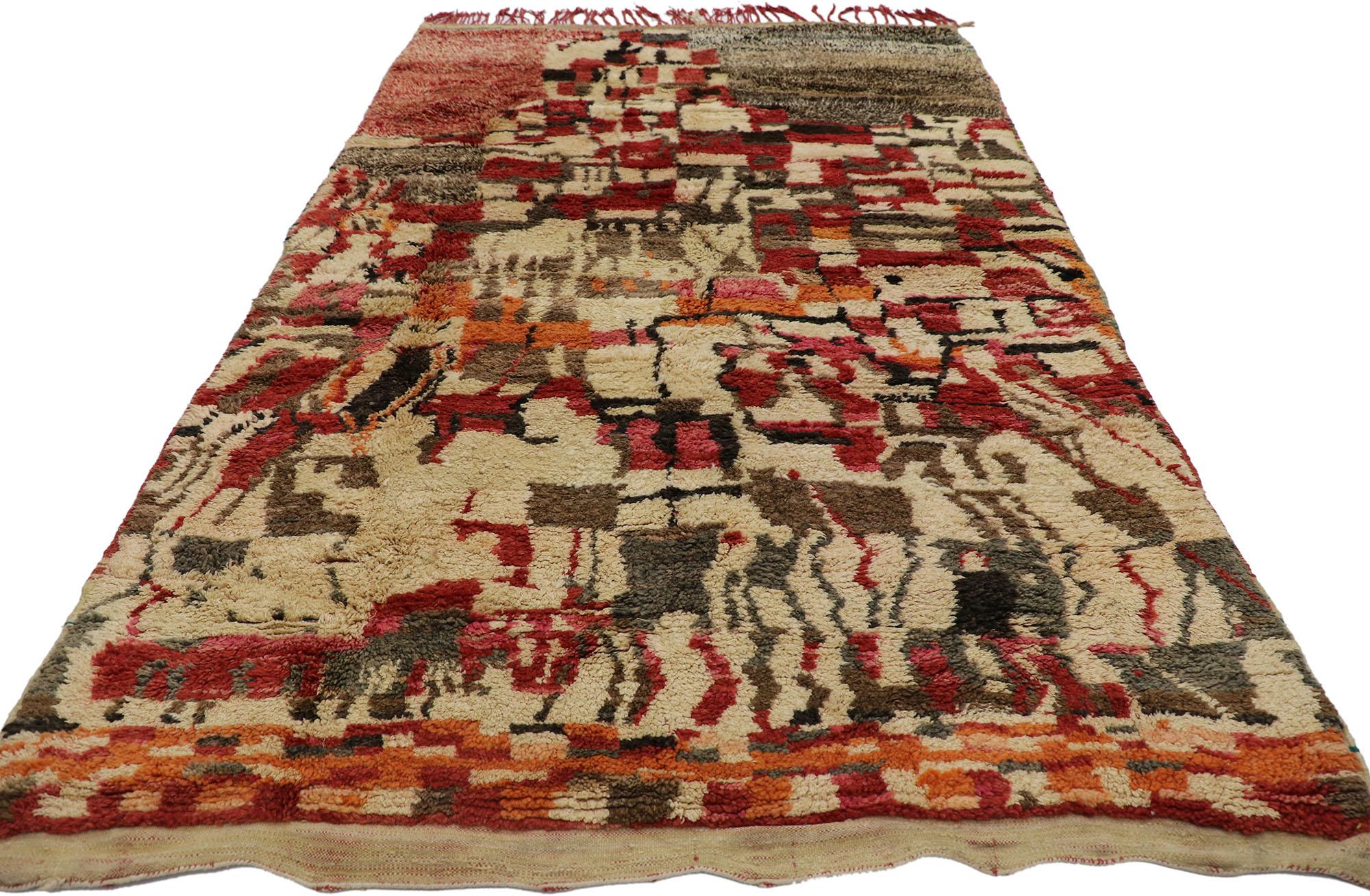 Tribal Vintage Berber Moroccan Rug with Bauhaus Style For Sale