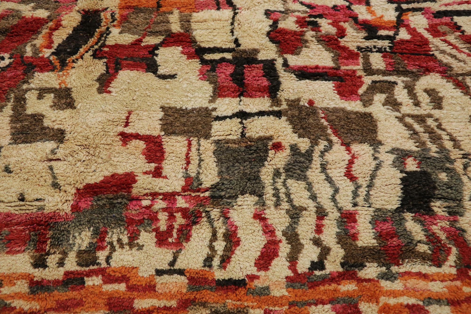 Hand-Knotted Vintage Berber Moroccan Rug with Bauhaus Style For Sale