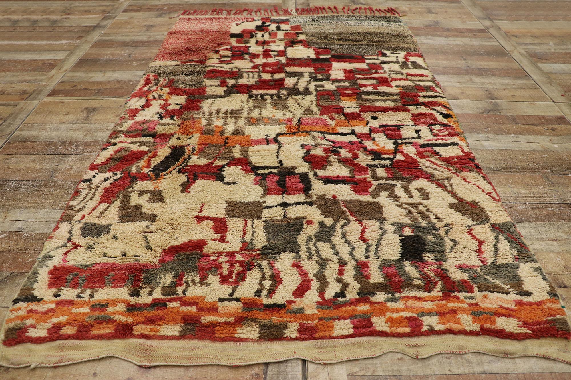 Wool Vintage Berber Moroccan Rug with Bauhaus Style For Sale