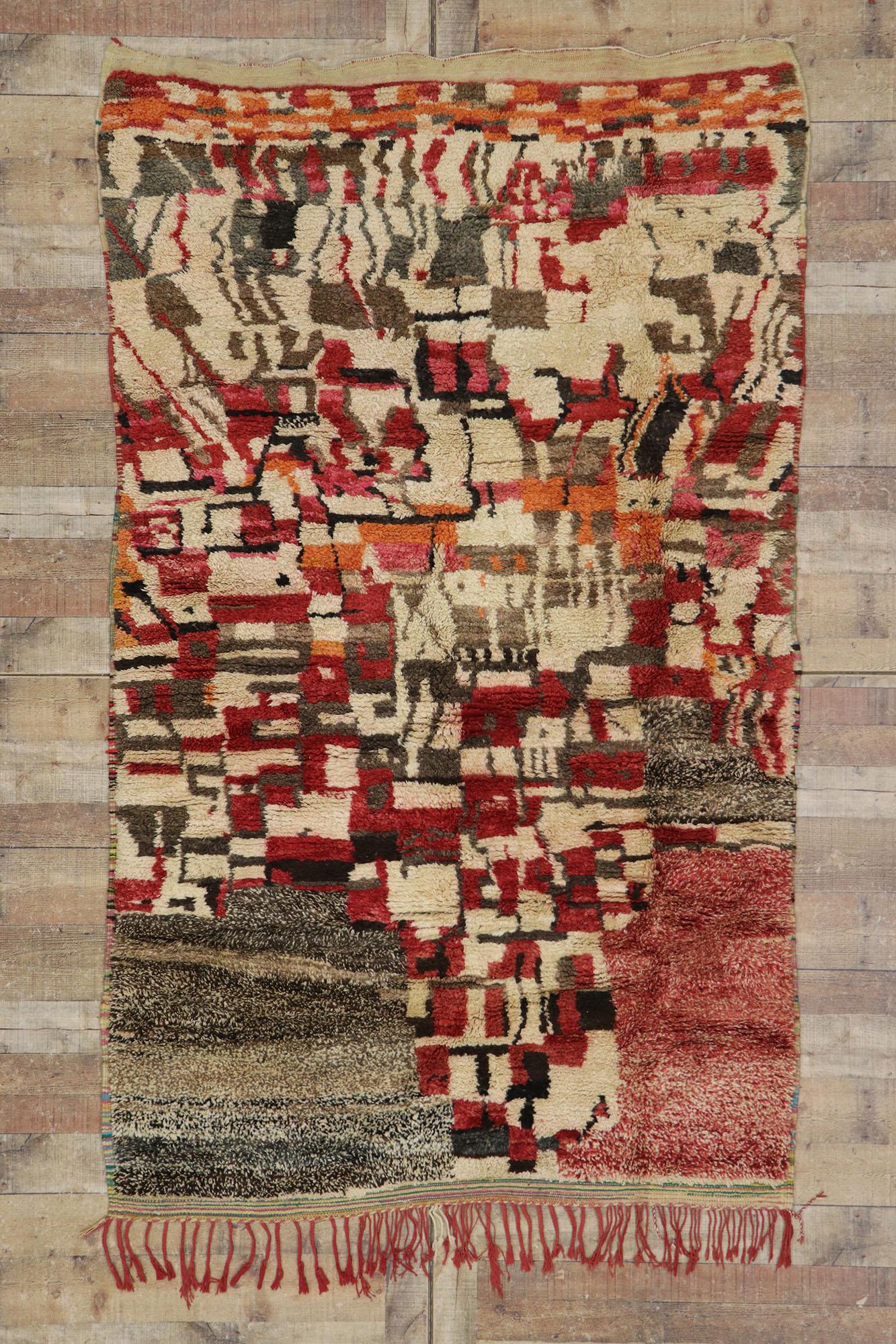 Vintage Berber Moroccan Rug with Bauhaus Style For Sale 1