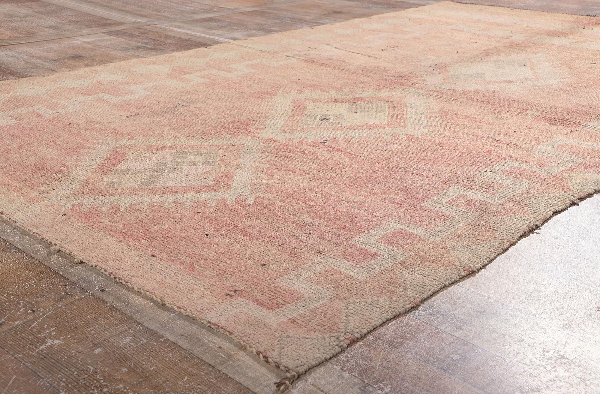 20th Century Vintage Pink Boujad Moroccan Rug, Tribal Enchantment Meets Cozy Hygge For Sale