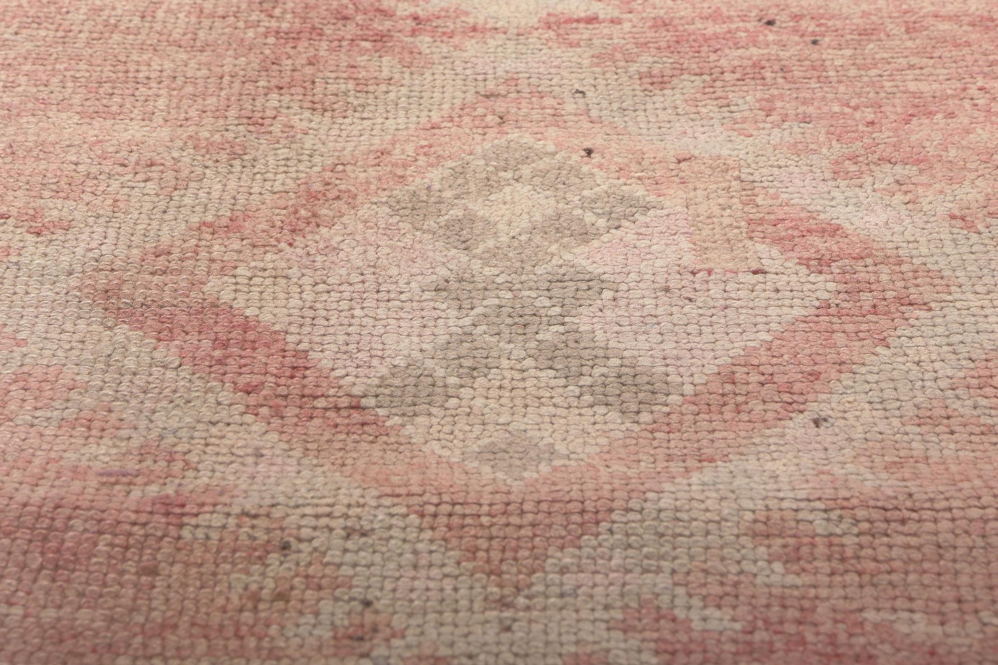 Hand-Knotted Vintage Pink Boujad Moroccan Rug, Tribal Enchantment Meets Cozy Hygge For Sale