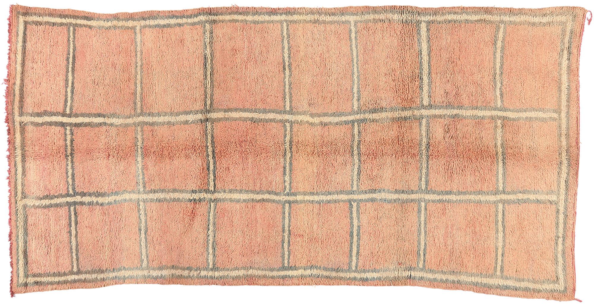 Vintage Pink Boujad Moroccan Rug, Modern Boho Chic Meets Cozy Hygge For Sale 2