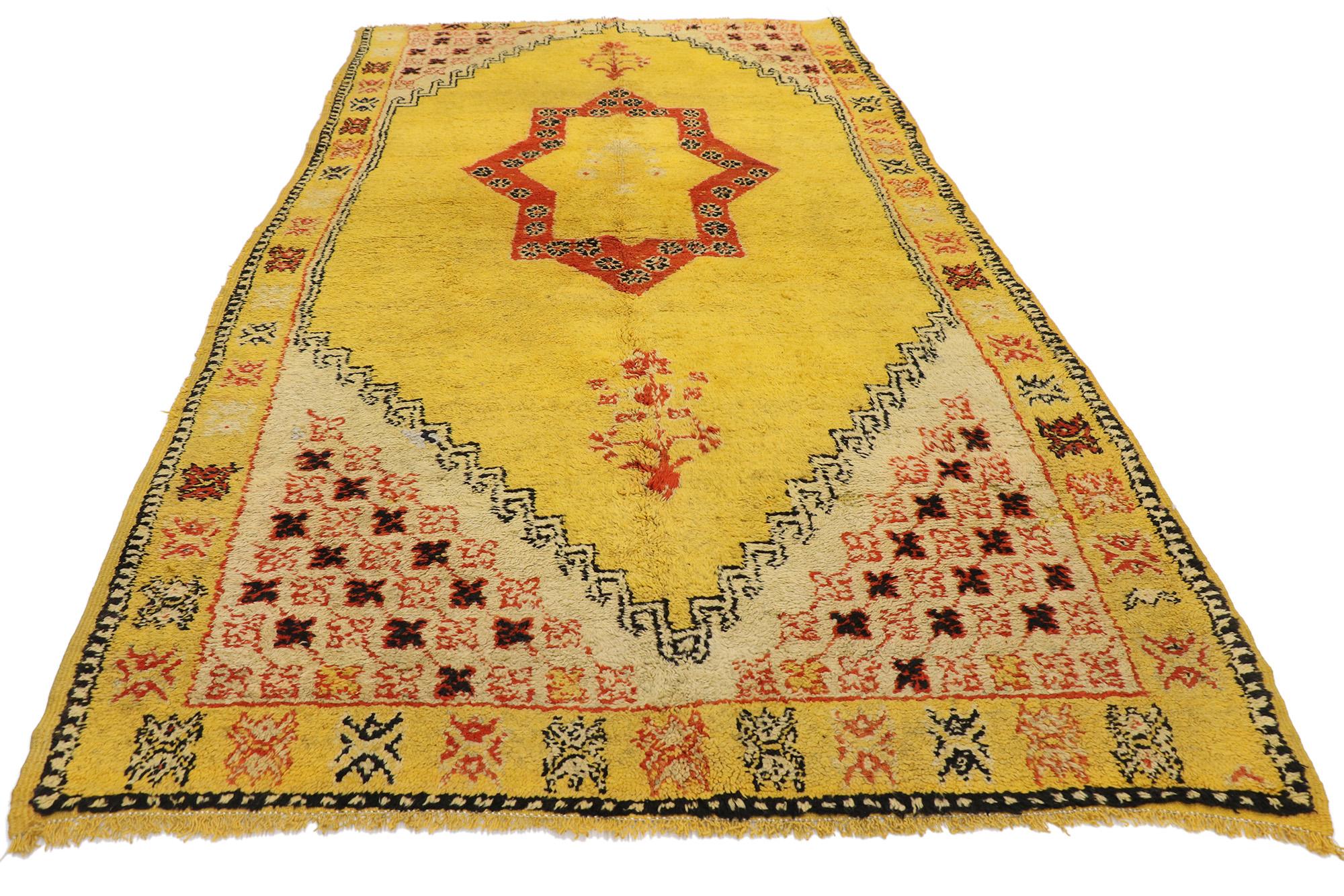 Hand-Knotted Vintage Berber Moroccan Rug with Bohemian Style