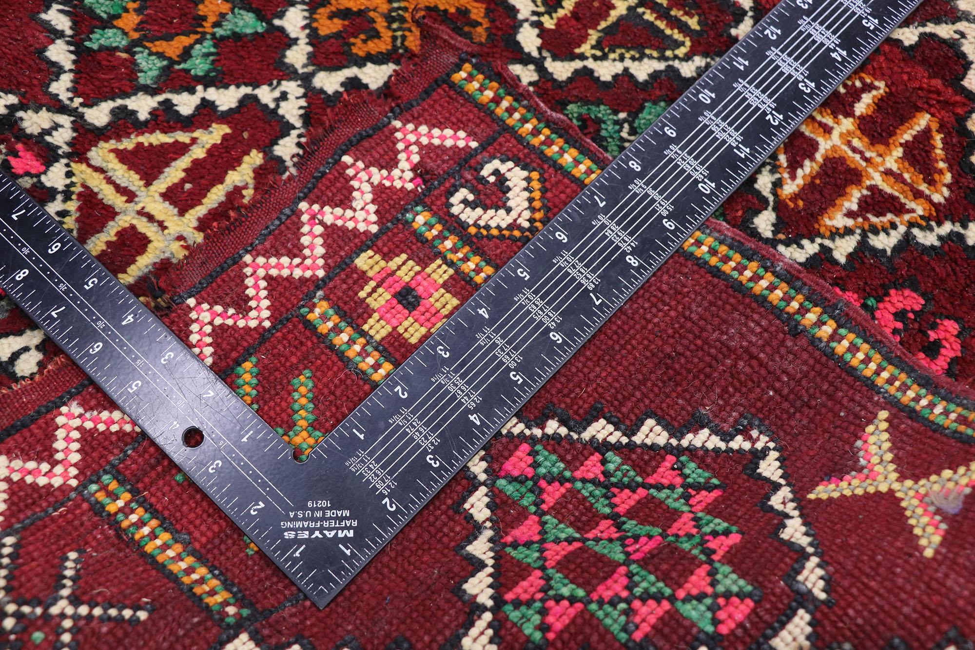 1970's Boujad Moroccan Carpet with Bohemian Style, Berber Tribes of Morocco In Fair Condition For Sale In Dallas, TX