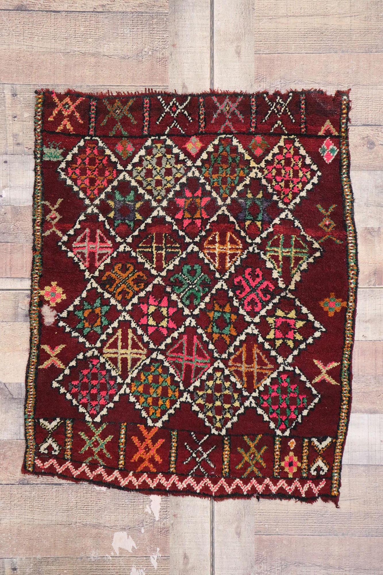 20th Century Vintage Berber Moroccan Rug with Bohemian Style For Sale