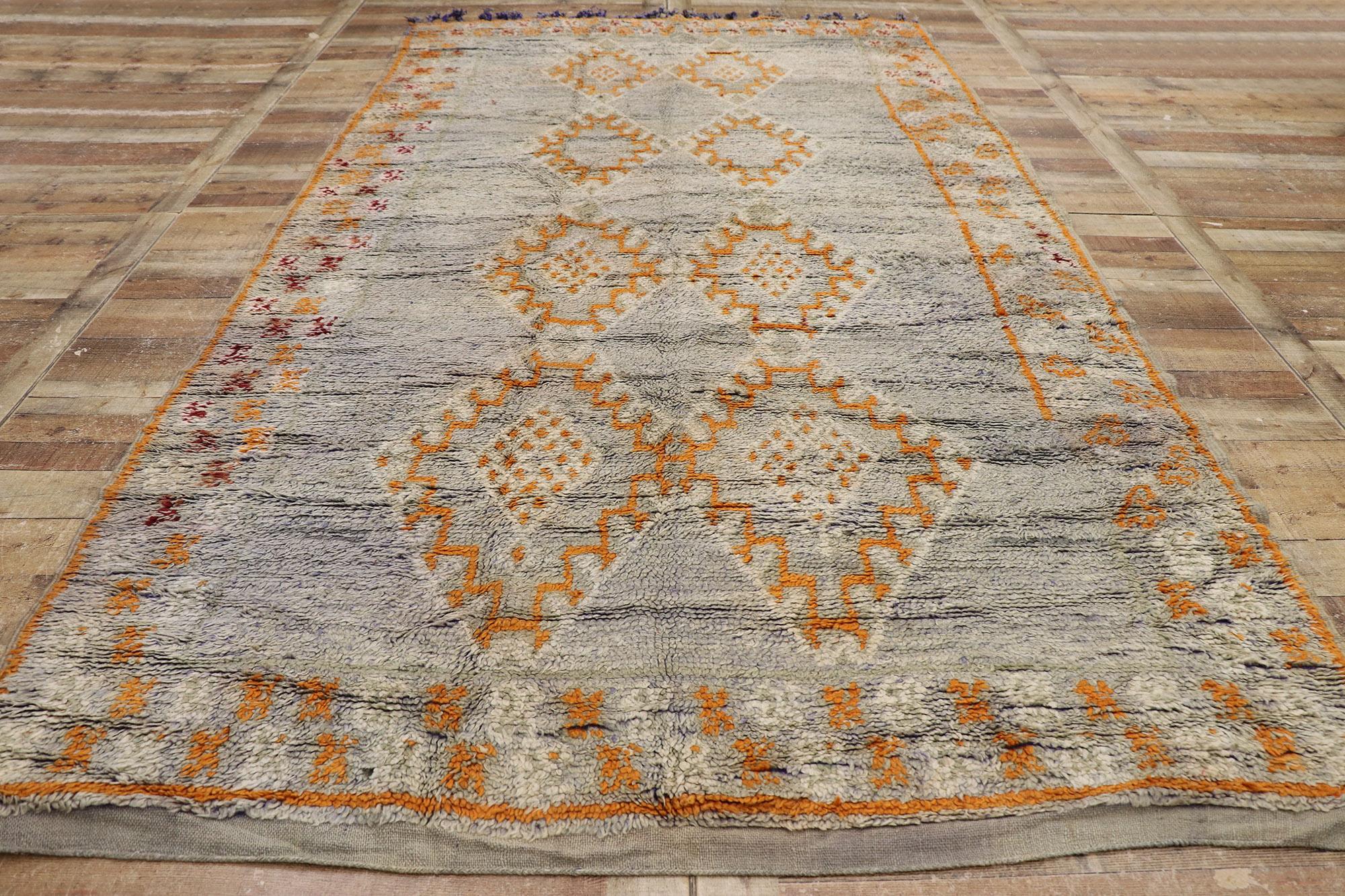 Wool Vintage Berber Moroccan Rug with Bohemian Style For Sale