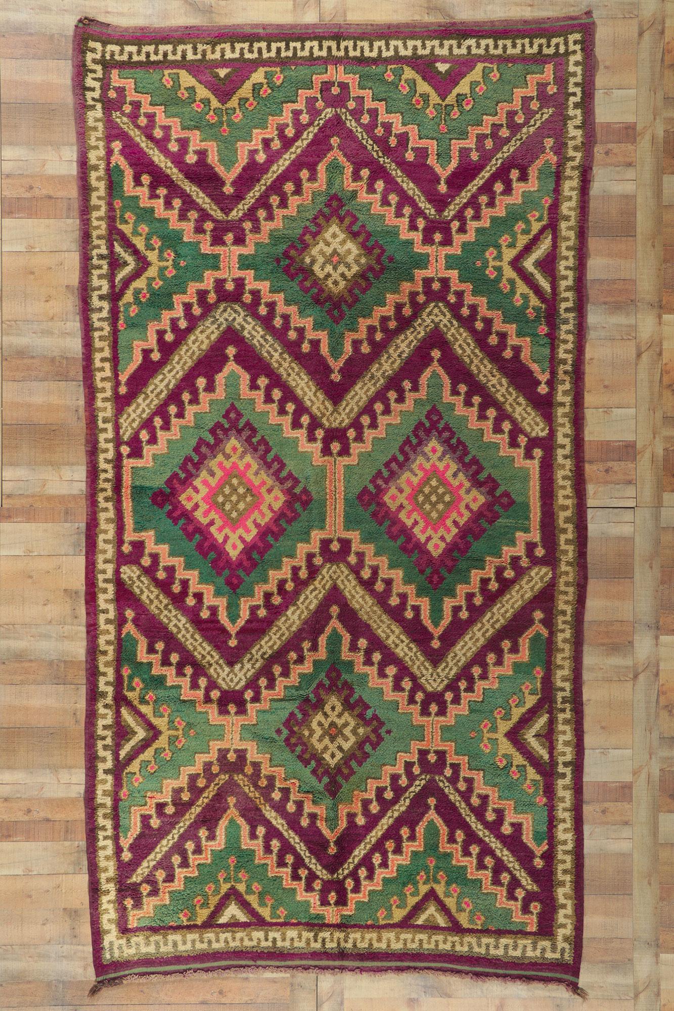 Vintage Berber Moroccan Rug with Bohemian Style For Sale 2
