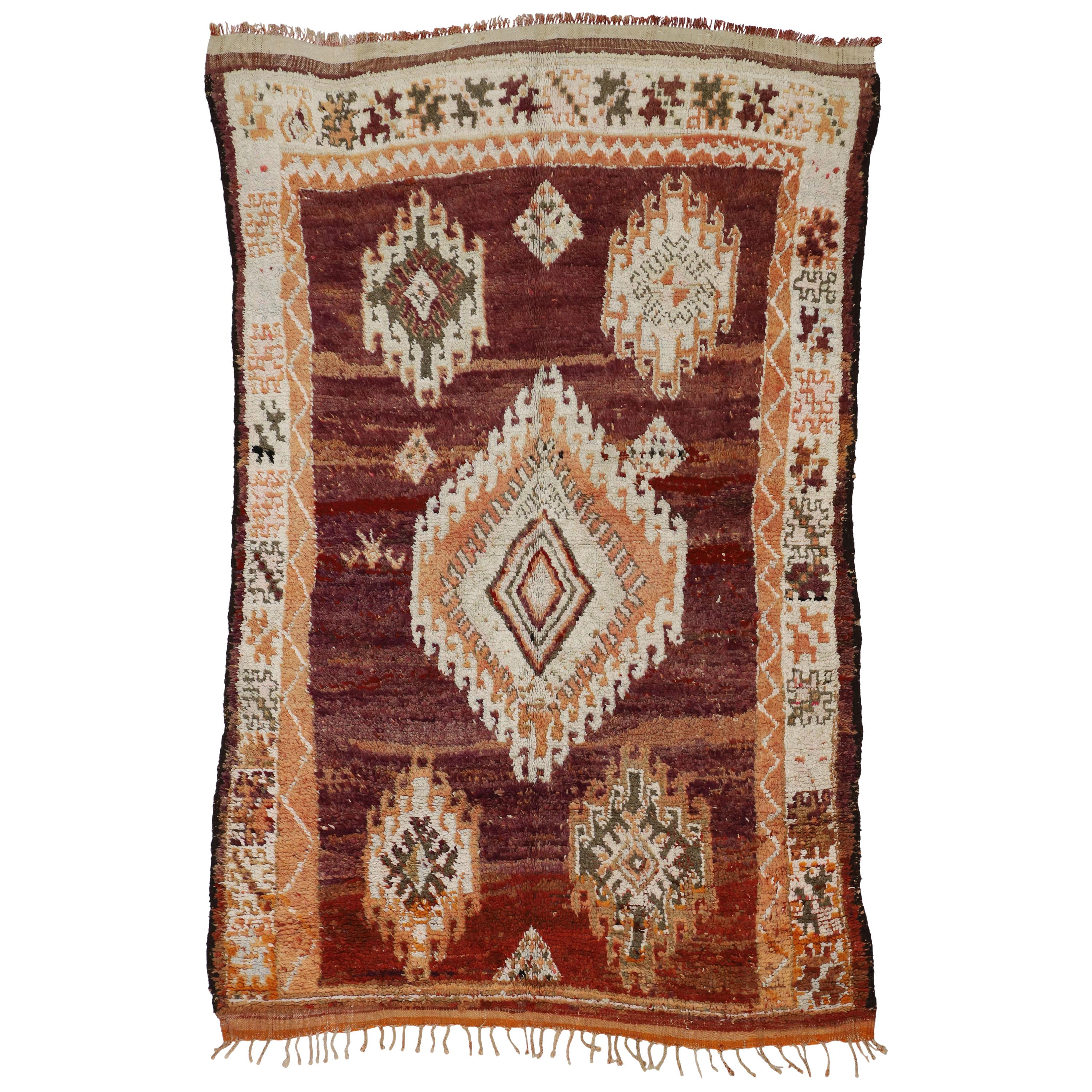 Vintage Berber Moroccan Rug with Bohemian Style