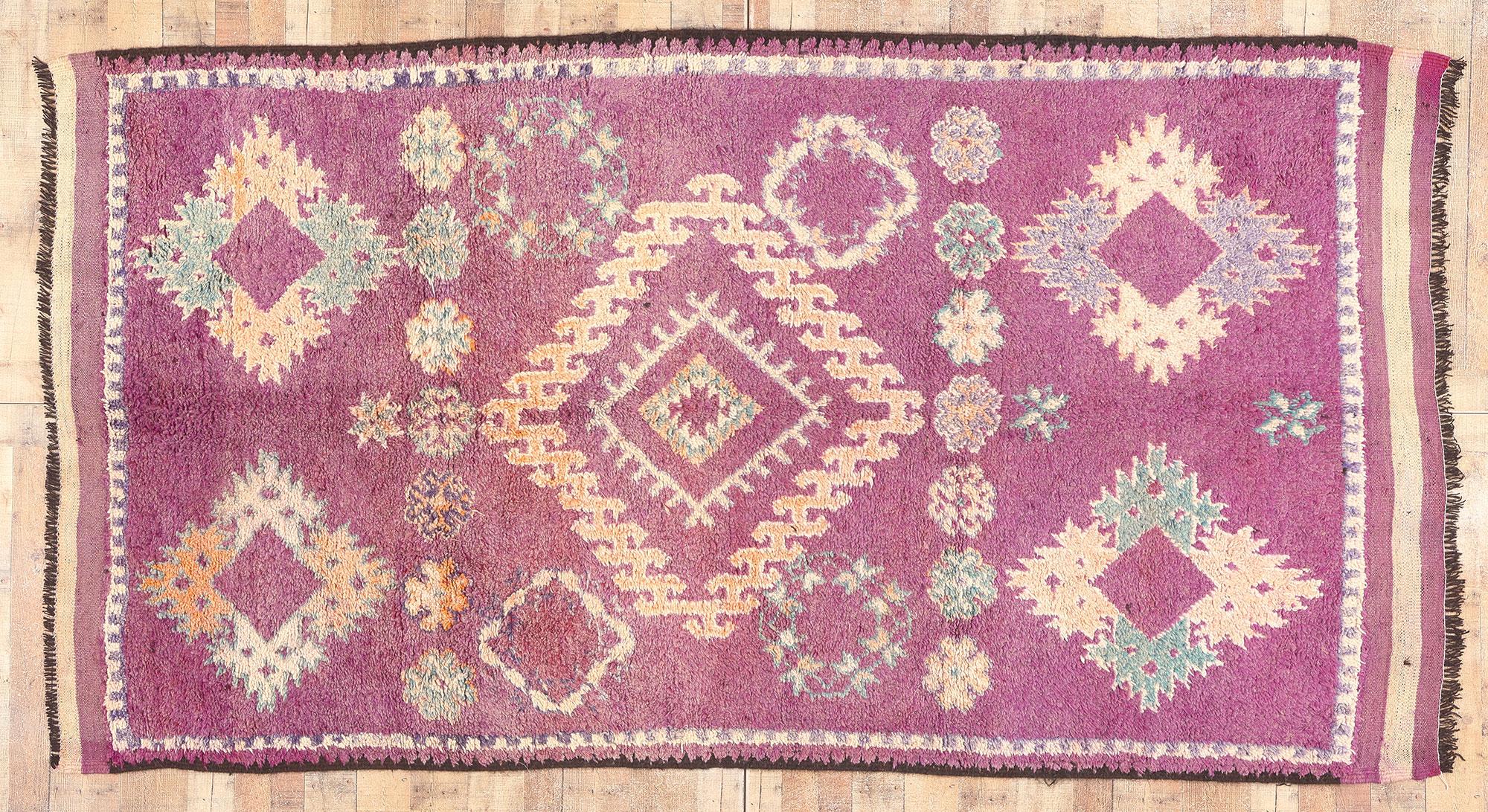 Vintage Purple Talsint Moroccan Rug, Bohemian Hygge Meets Convivial Contentment For Sale 4