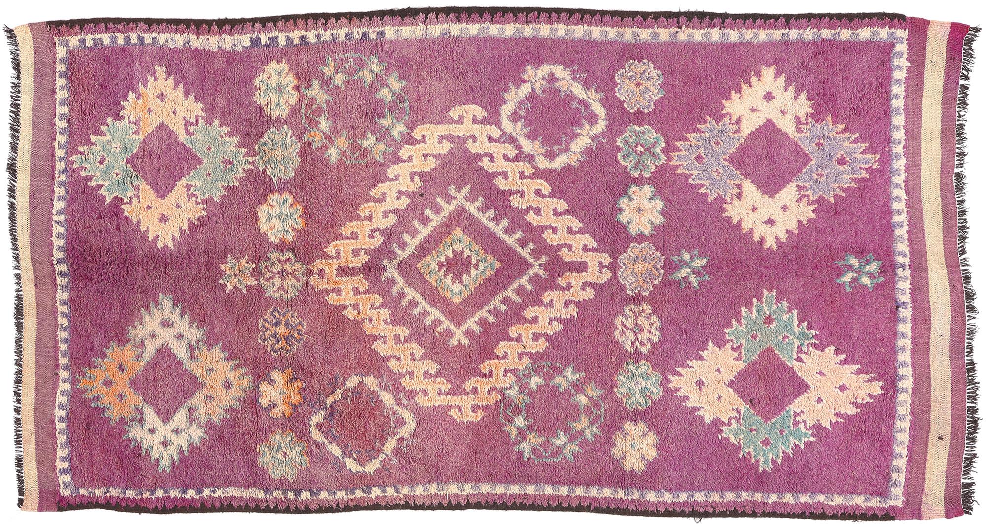 Vintage Purple Talsint Moroccan Rug, Bohemian Hygge Meets Convivial Contentment For Sale 5