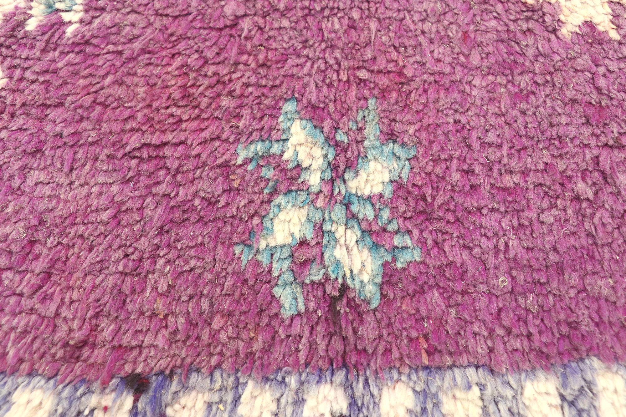 Wool Vintage Purple Talsint Moroccan Rug, Bohemian Hygge Meets Convivial Contentment For Sale