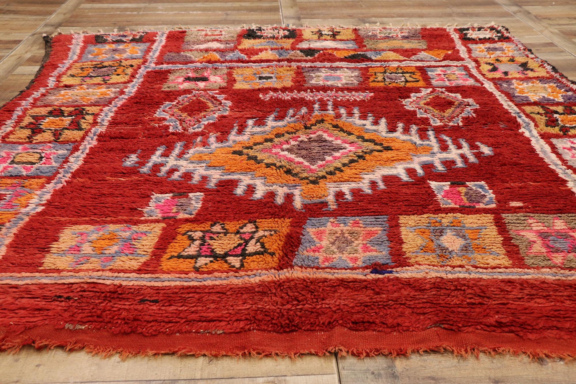 Wool Vintage Berber Moroccan Rug with Boho Chic Tribal Artisan Style For Sale