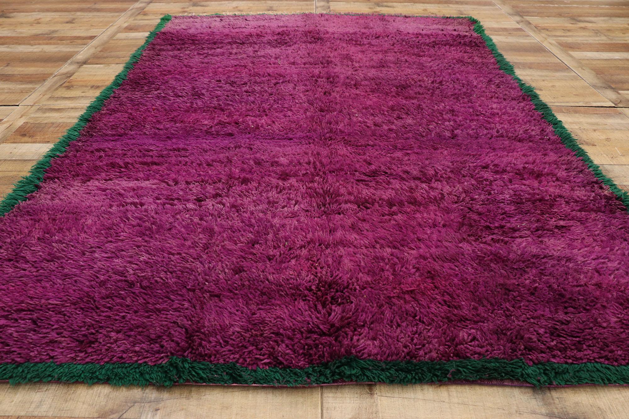 Vintage Purple Beni MGuild Moroccan Rug, Maximalism Meets Expressionist Style For Sale 1