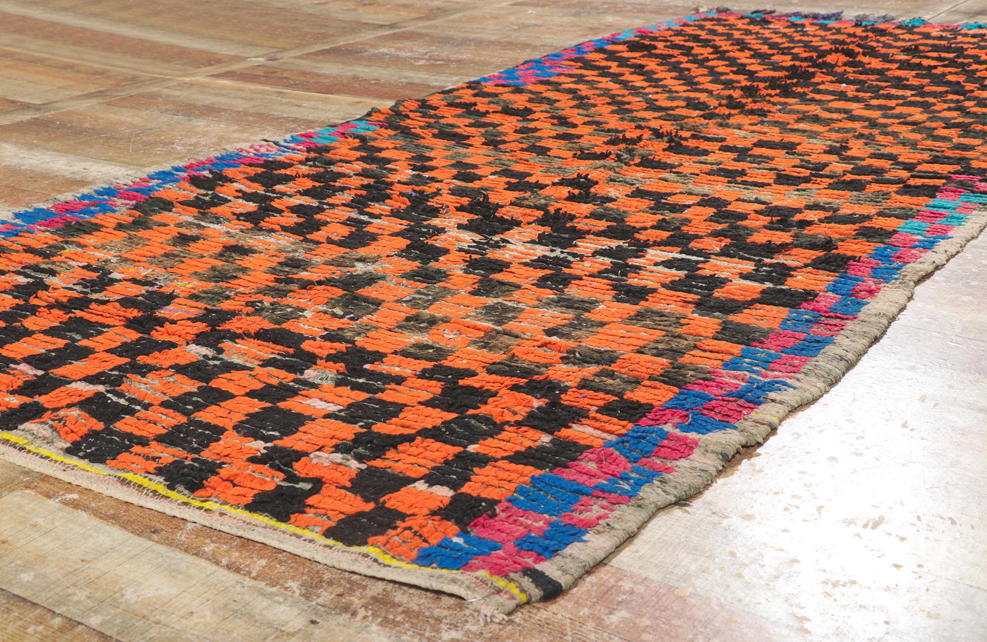 Wool Vintage Berber Moroccan Rug with Checkerboard Pattern For Sale