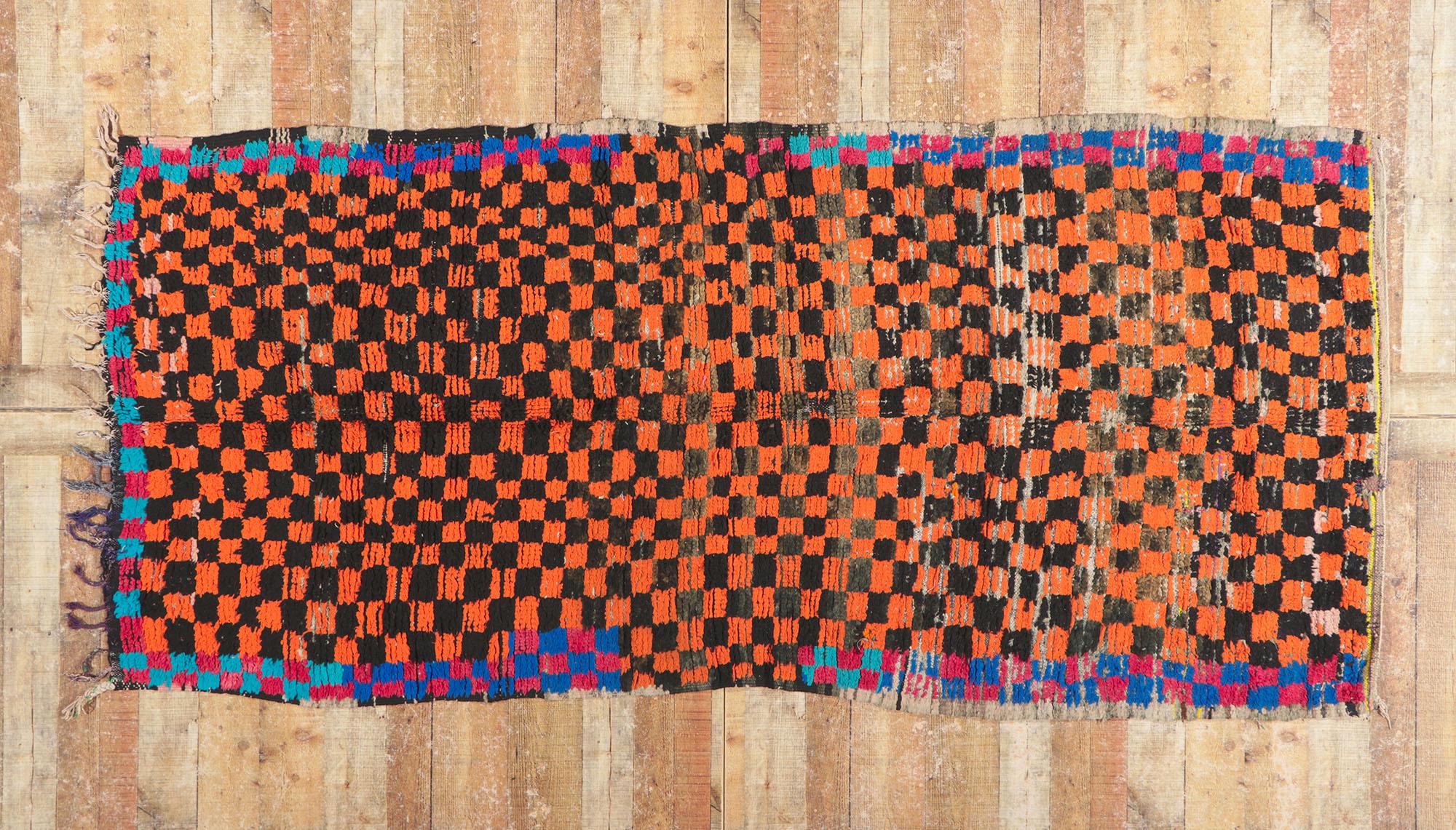 Vintage Berber Moroccan Rug with Checkerboard Pattern For Sale 2