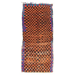 Retro Berber Moroccan Rug with Checkerboard Pattern