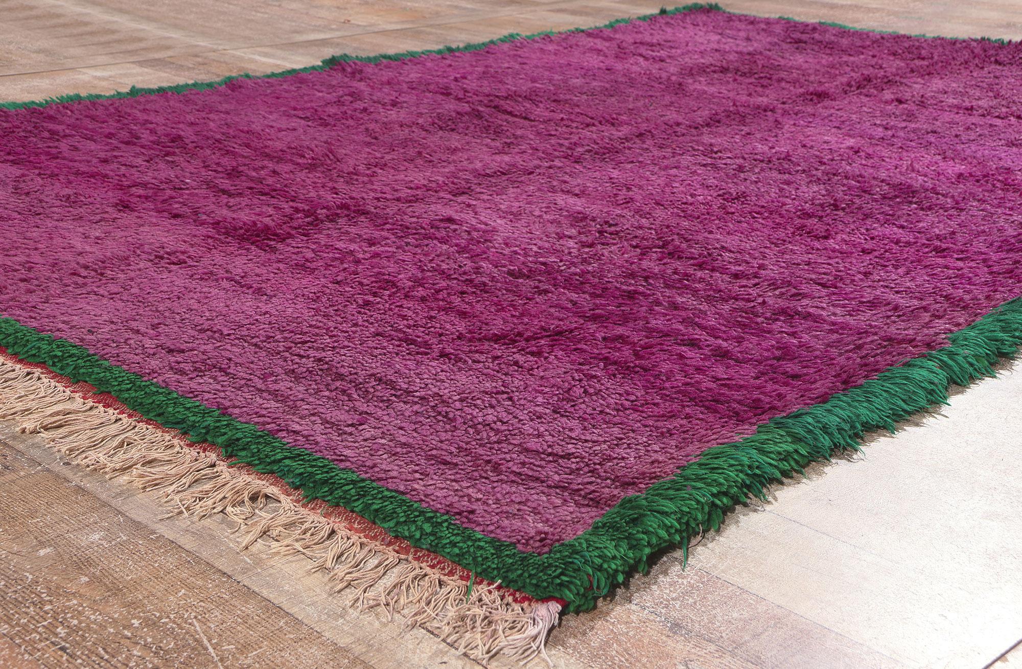 Wool Vintage Purple Beni MGuild Moroccan Rug, Maximalism Meets Expressionist Style For Sale