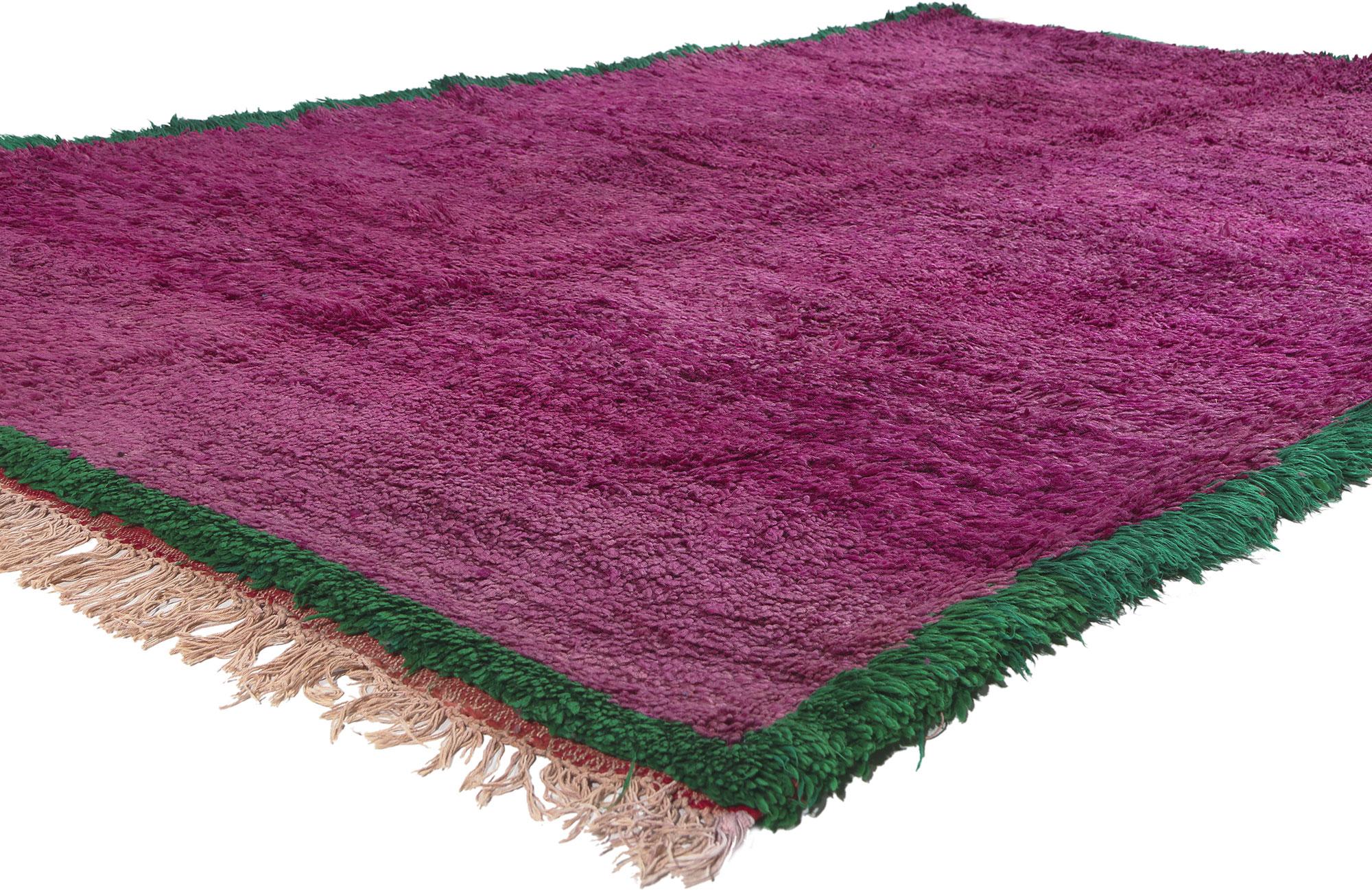 20945 Vintage Purple Beni MGuild Moroccan Rug, 05'10 x 08'09. Embark on a journey through the captivating world of Maximalist aesthetics as you explore the charm of this hand-knotted wool vintage Beni Mguild Moroccan rug—a masterpiece born in the