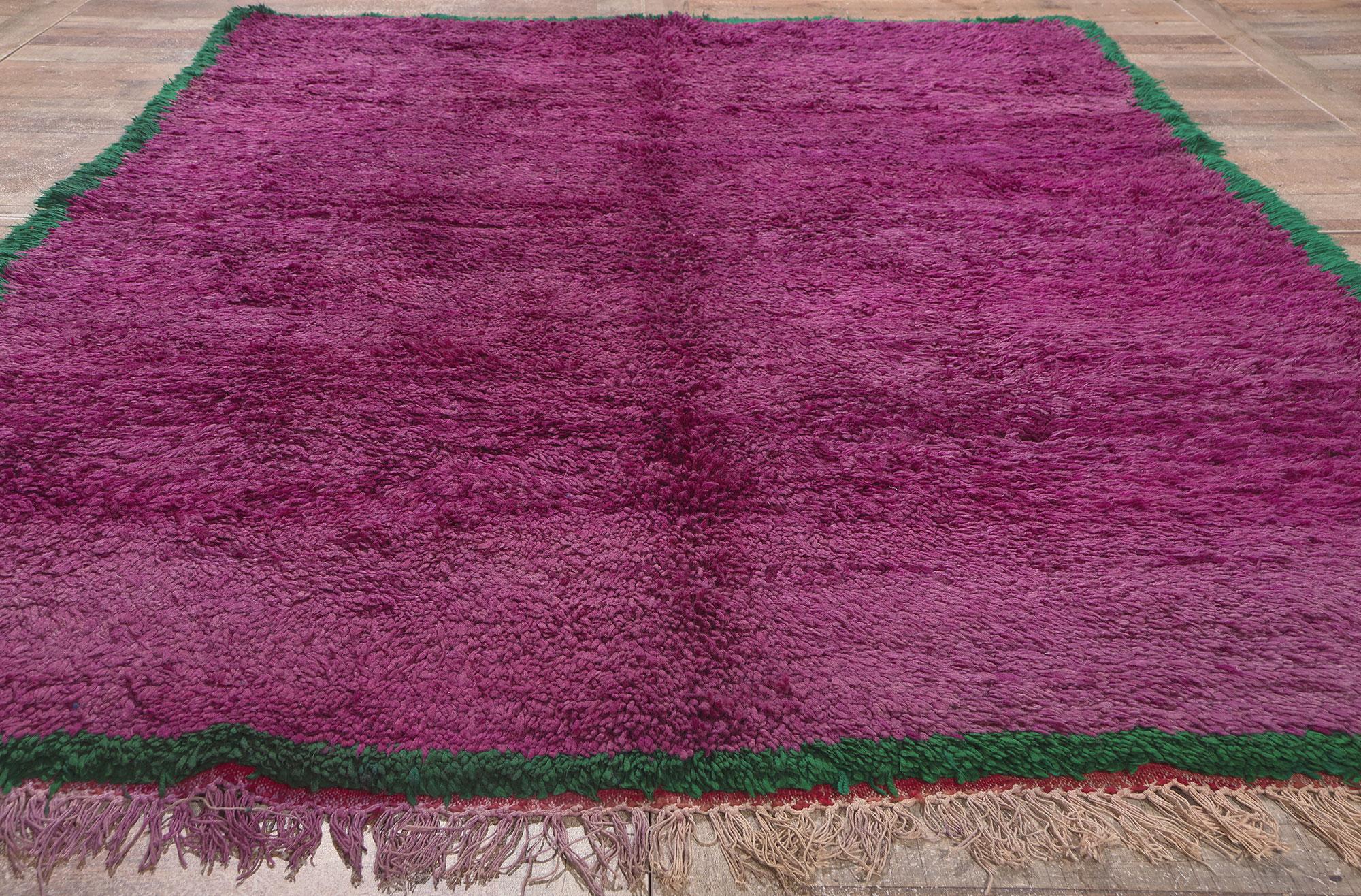 Vintage Purple Beni MGuild Moroccan Rug, Maximalism Meets Expressionist Style For Sale 2