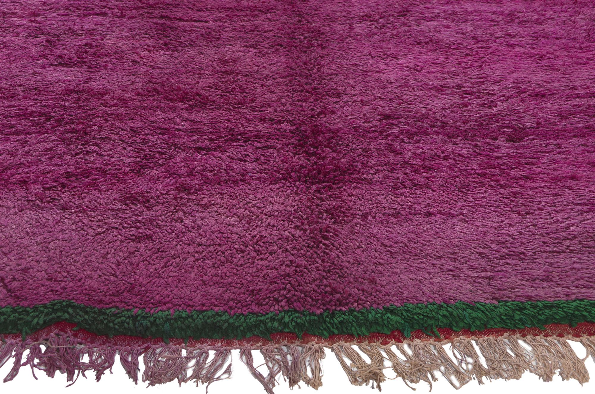 Hand-Knotted Vintage Purple Beni MGuild Moroccan Rug, Maximalism Meets Expressionist Style For Sale