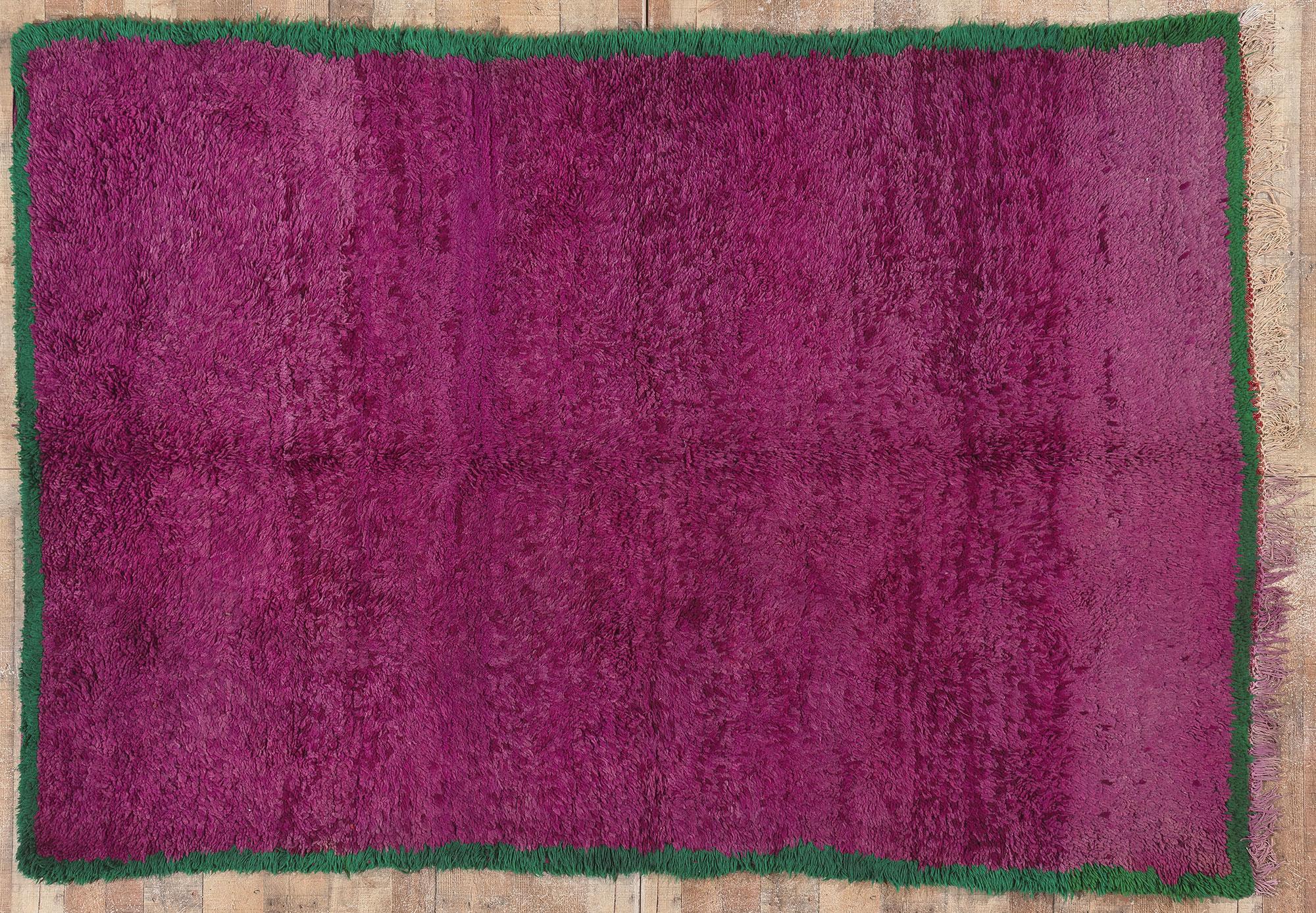 Vintage Purple Beni MGuild Moroccan Rug, Maximalism Meets Expressionist Style For Sale 3