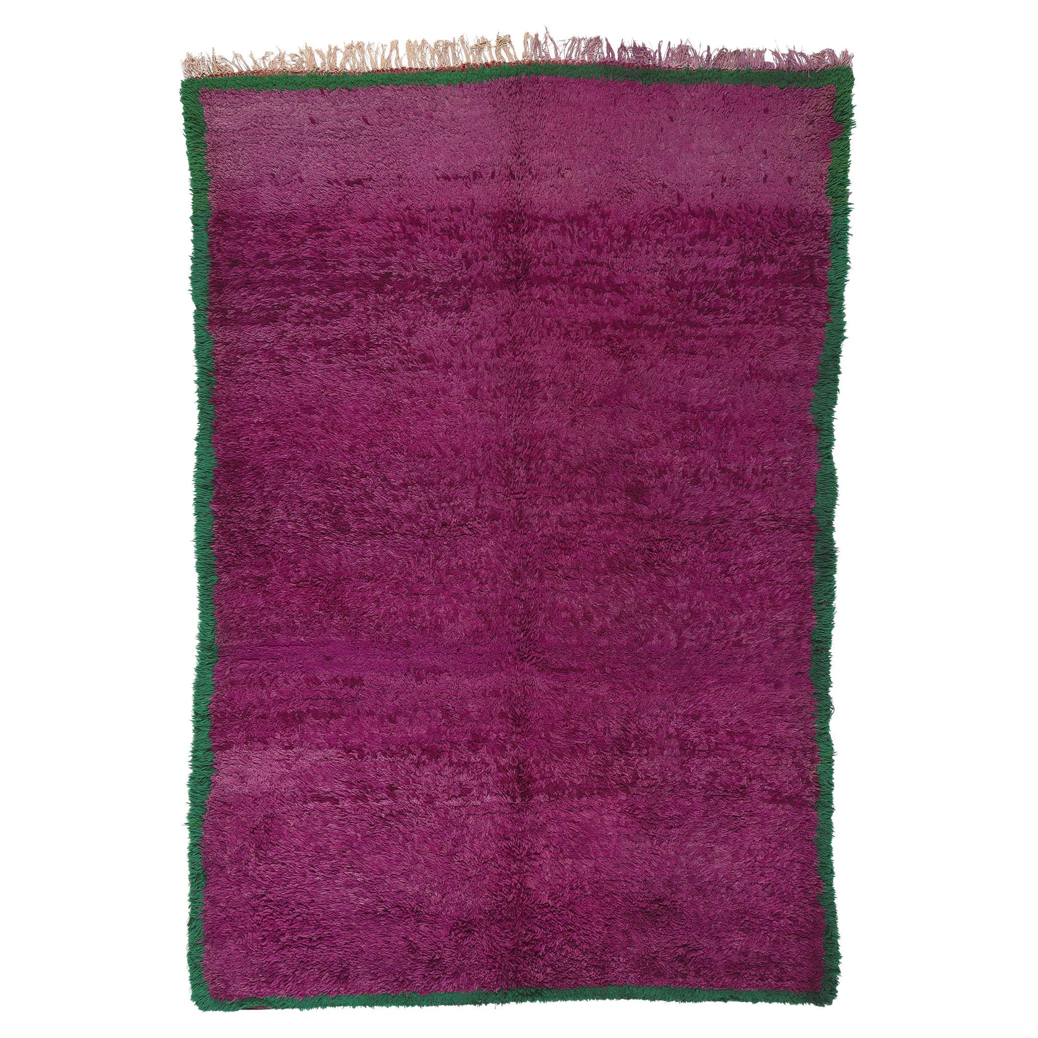 Vintage Purple Beni MGuild Moroccan Rug, Maximalism Meets Expressionist Style