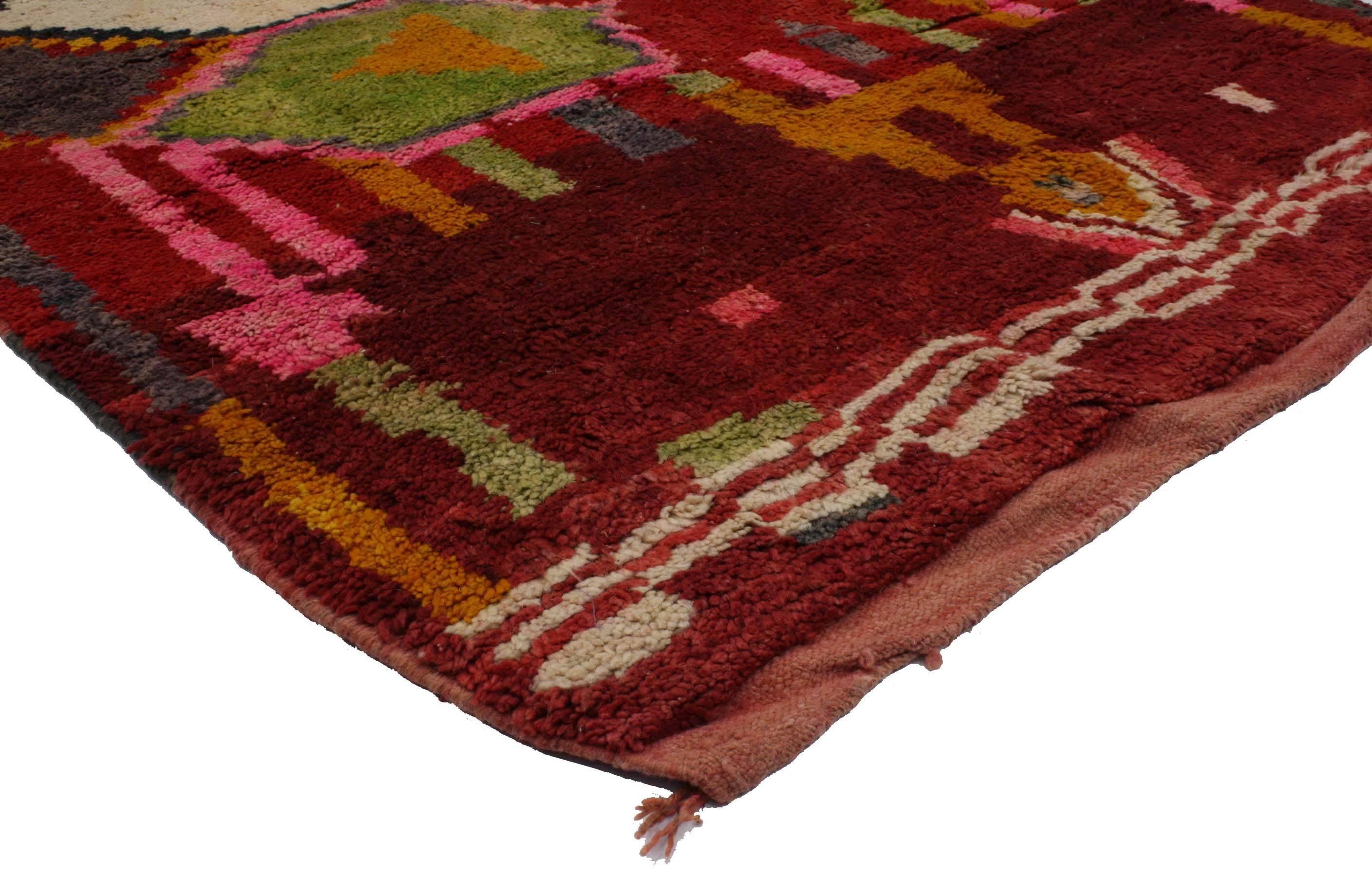 Expressionist Vintage Berber Moroccan Rehamna Rug With Cubism Bauhaus Style