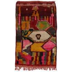 Vintage Berber Moroccan Rehamna Rug With Cubism Bauhaus Style