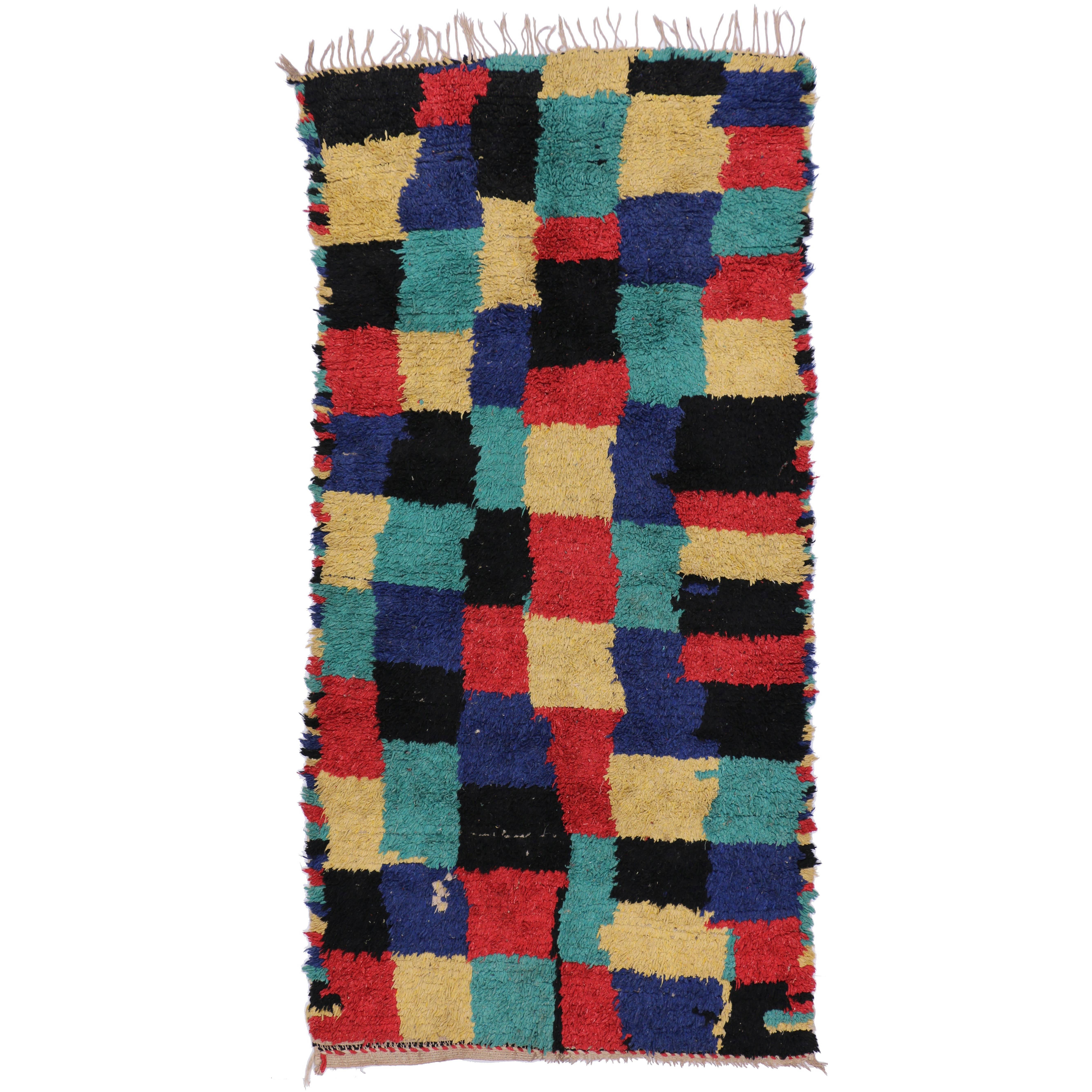 Vintage Berber Moroccan Rug with Contemporary Style, Color Block Rug