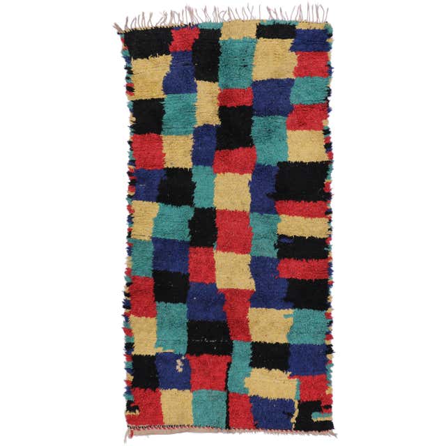Vintage Berber Moroccan Rug with Contemporary Style, Color Block Rug at ...