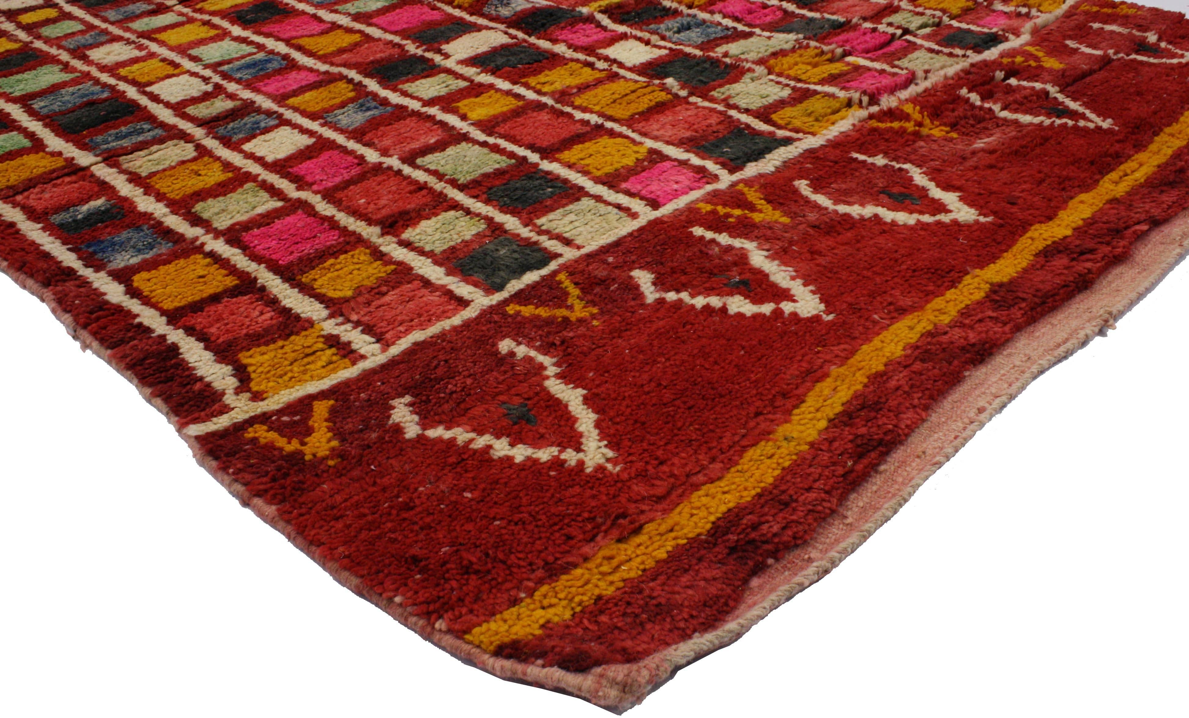 Post-Modern Vintage Berber Moroccan Rehamna Rug with Abstract Expressionist Style