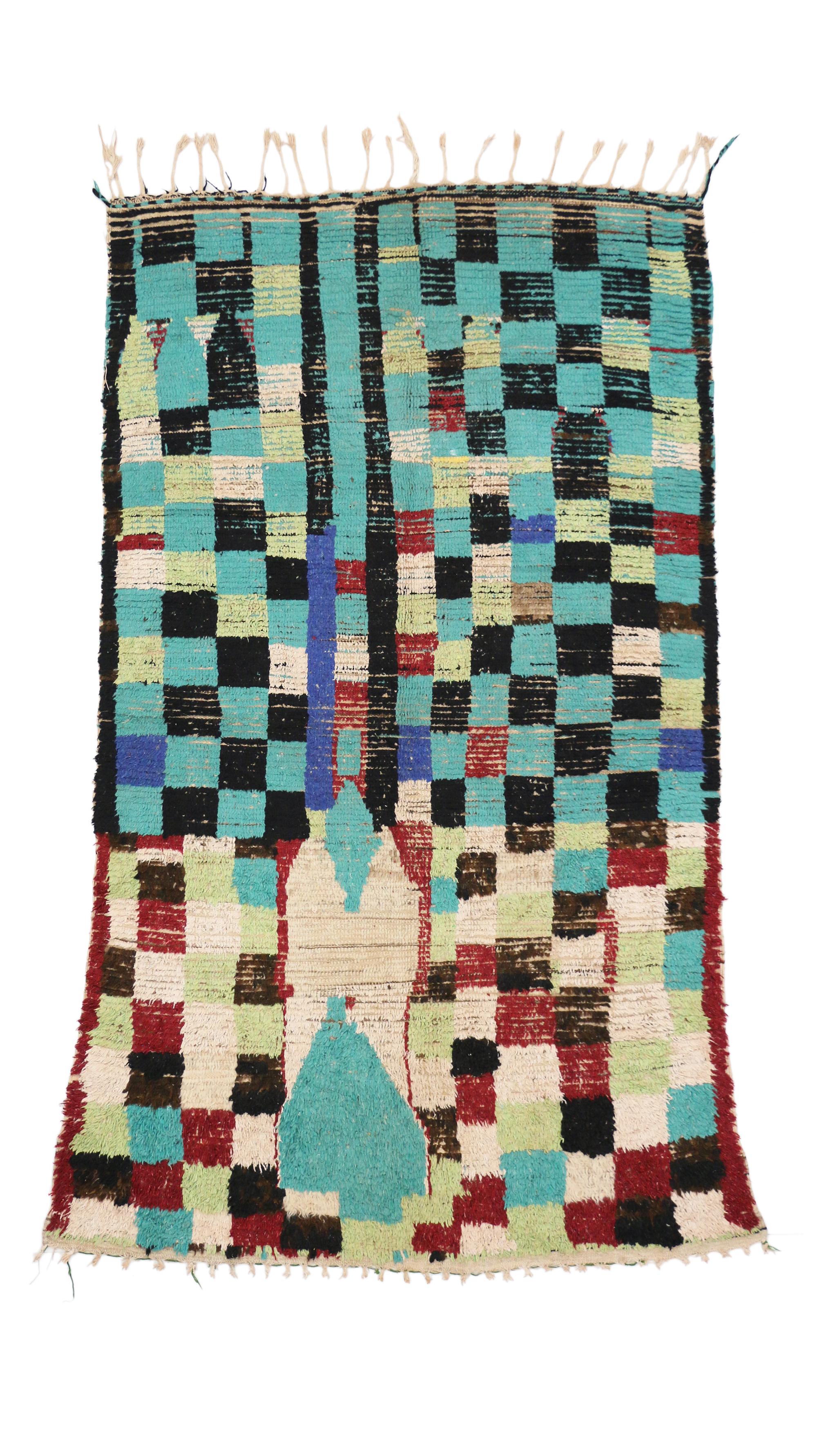Vintage Berber Moroccan Rug with Cubist Bauhaus Style For Sale 1