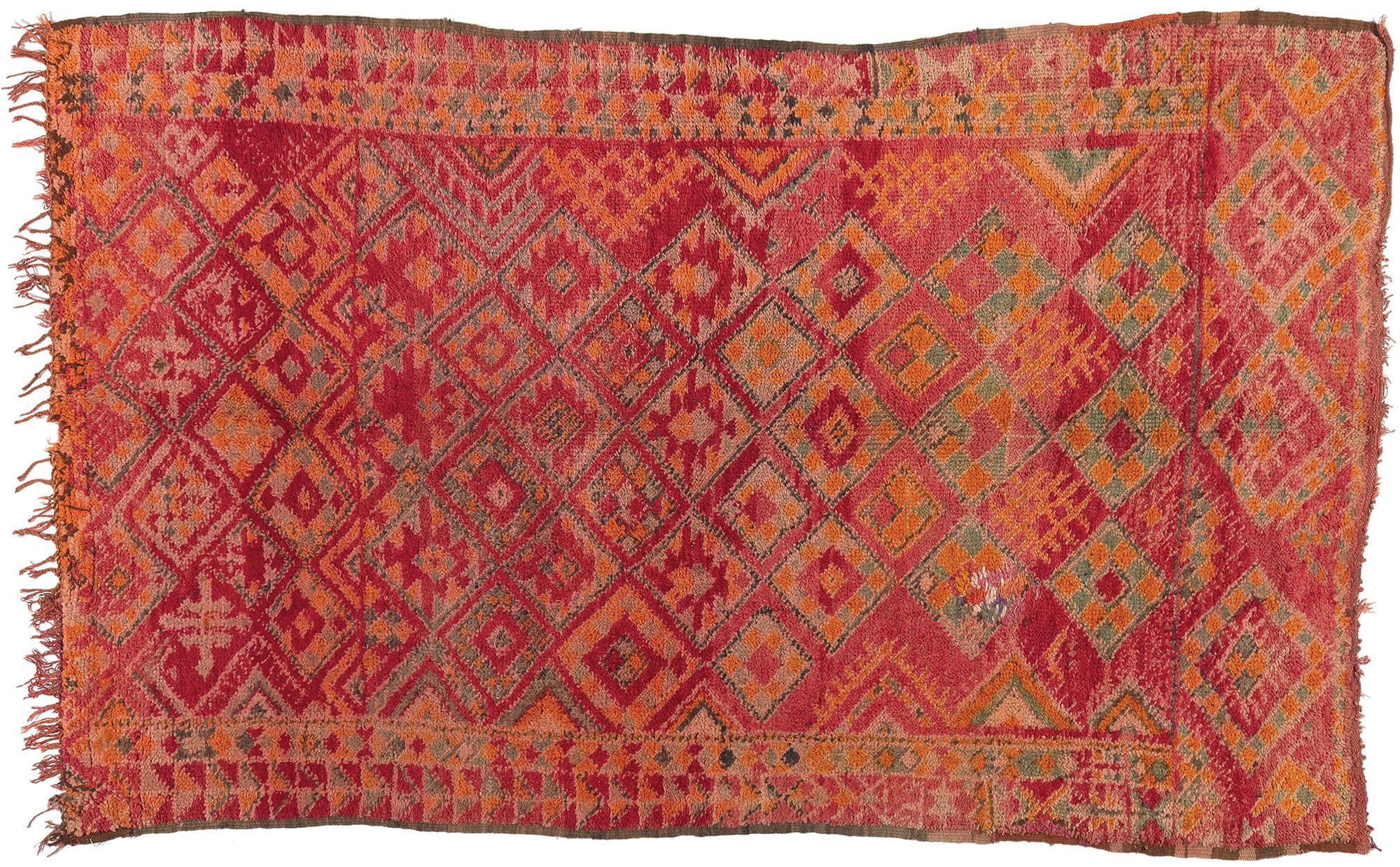 Vintage Talsint Moroccan Rug, Boho Jungalow Meets Nomadic Charm For Sale 1