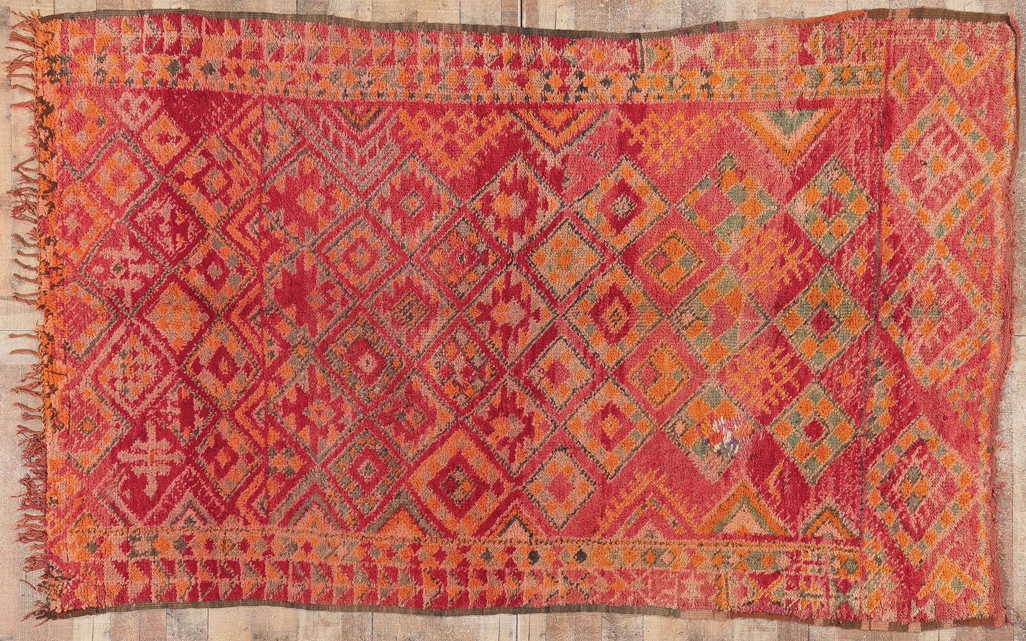 Wool Vintage Talsint Moroccan Rug, Boho Jungalow Meets Nomadic Charm For Sale