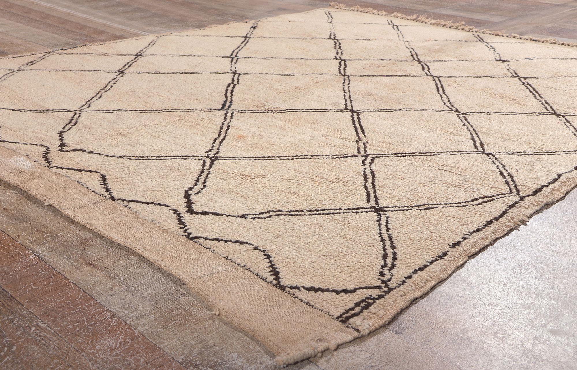 20th Century Vintage Neutral Moroccan Azilal Rug, Subtle Shibui Meets Wabi-Sabi For Sale